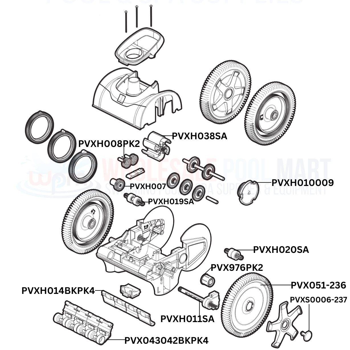 Hayward AquaNaut 4-Wheel Cleaner Replacement Parts Diagram