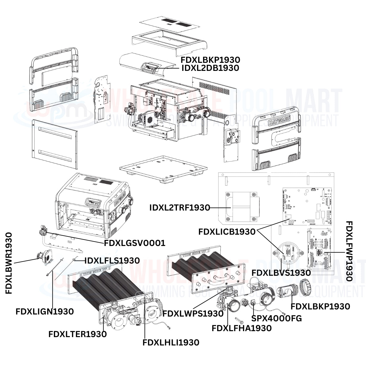 Hayward H-Series H200FDN Heater Replacement Parts Diagram