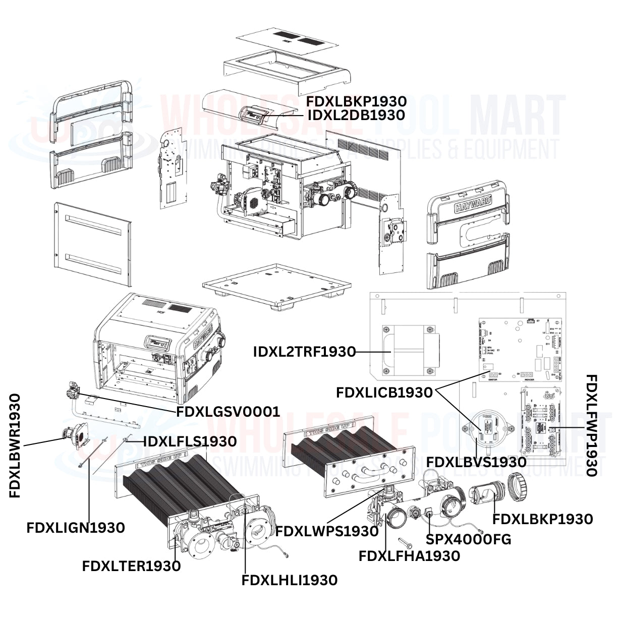 Hayward H-Series H300FDN Heater Replacement Parts Diagram