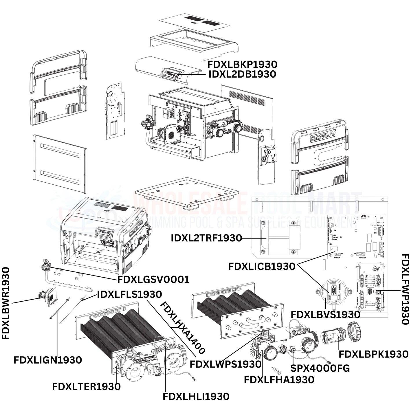 Hayward H-Series H400FDN Heater Replacement Parts Diagram