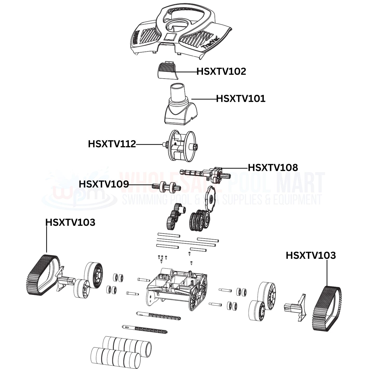 Hayward TracVac Cleaner Replacement Parts Diagram