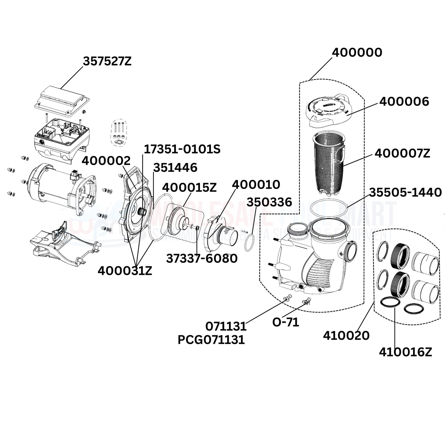 Pentair IntelliFloXF VSF Pump Replacement Parts Diagram