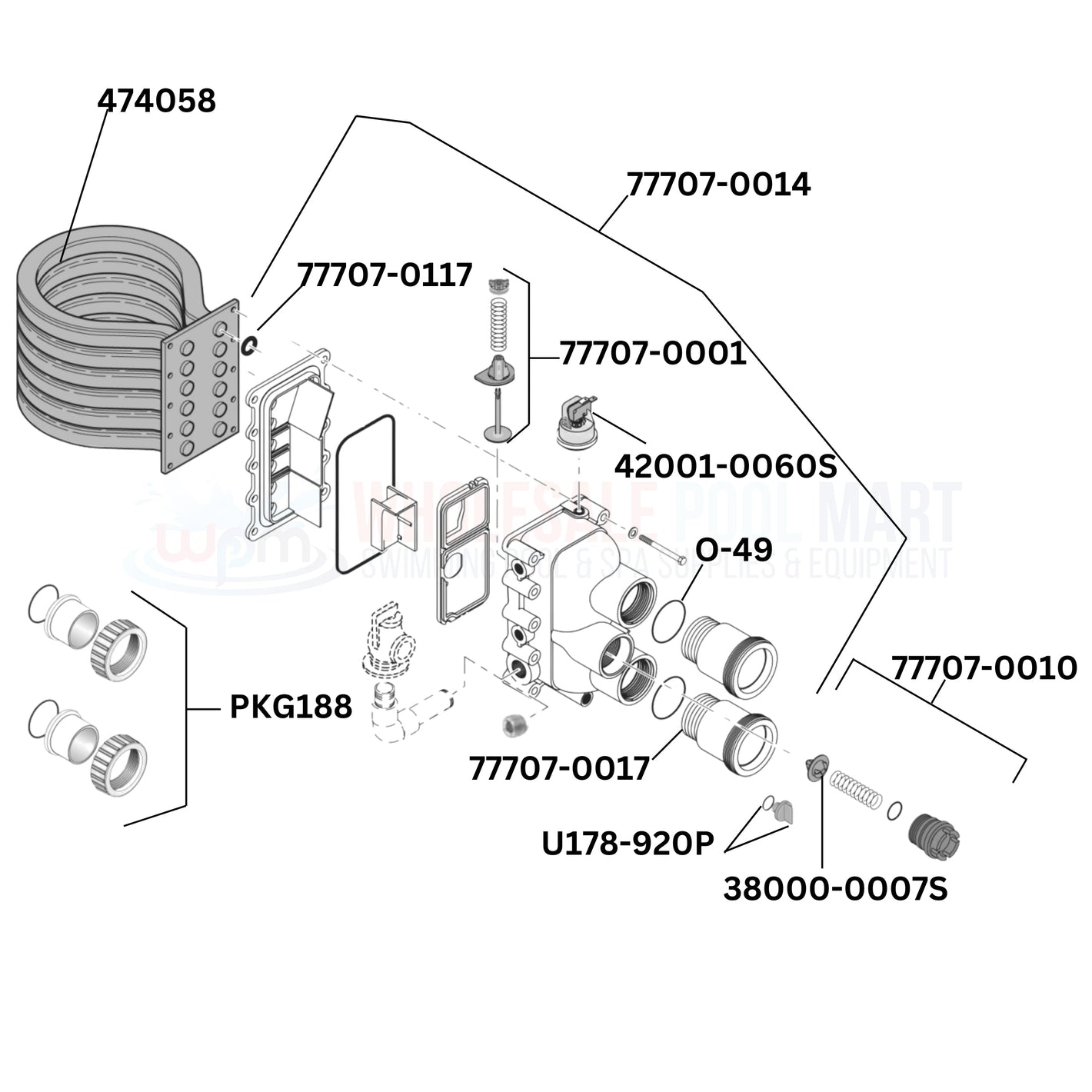 Pentair MasterTemp 460730 Heater Replacement Parts Diagram