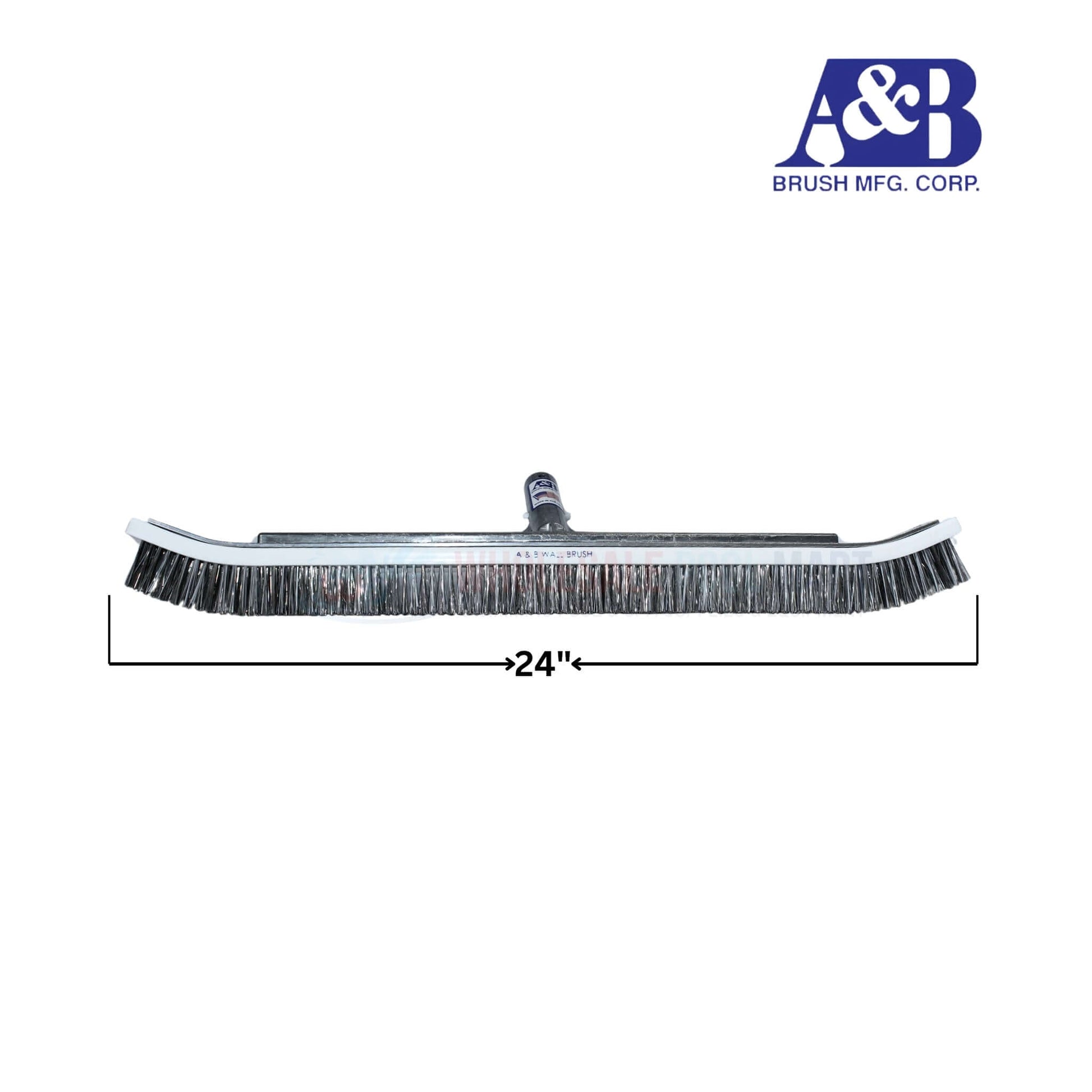 A&B 24" Combo Pool Wall Brush with stainless steel and nylon bristles from Wholesale Pool Mart WPM for efficient cleaning.