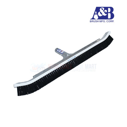 A&B Commercial 24" Curved Pool Wall Brush with black nylon bristles, ideal for pool maintenance from Wholesale Pool Mart WPM.