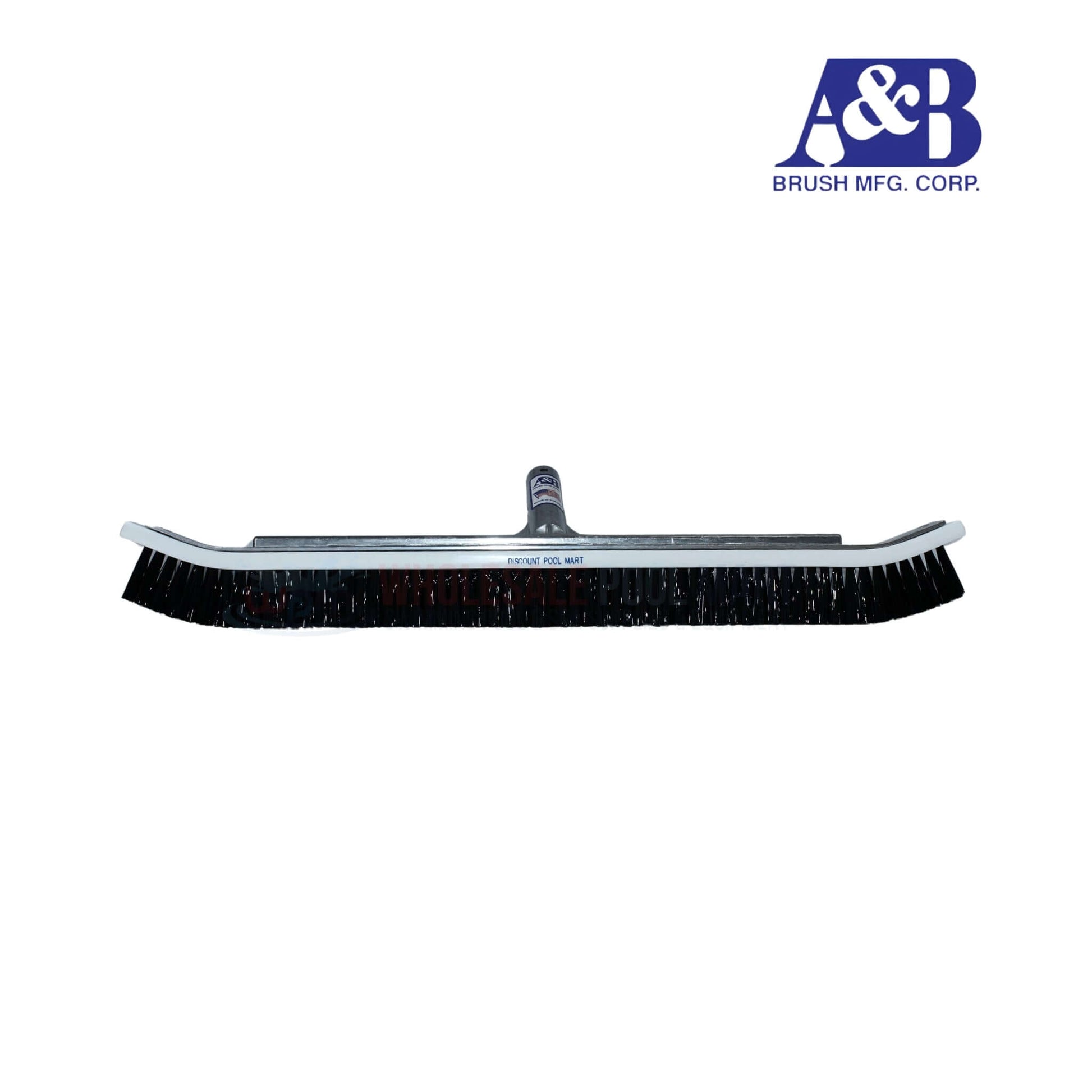 A&B Commercial 24" Curved Pool Wall Brush with black nylon bristles, ideal for pool maintenance, available at Wholesale Pool Mart WPM.