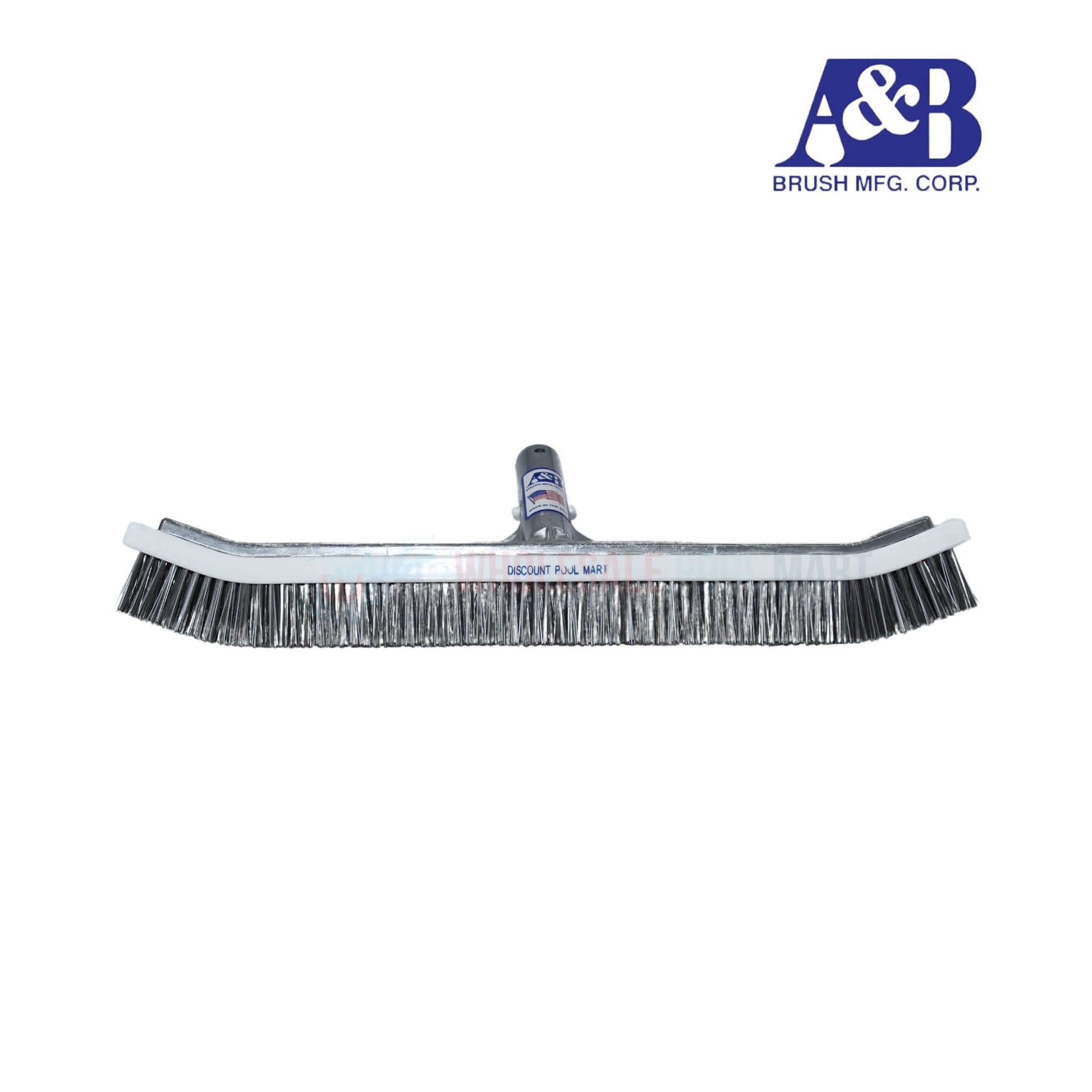 A&B 18" Curved Combo Pool Brush 3004, stainless steel and nylon bristles from Wholesale Pool Mart WPM.