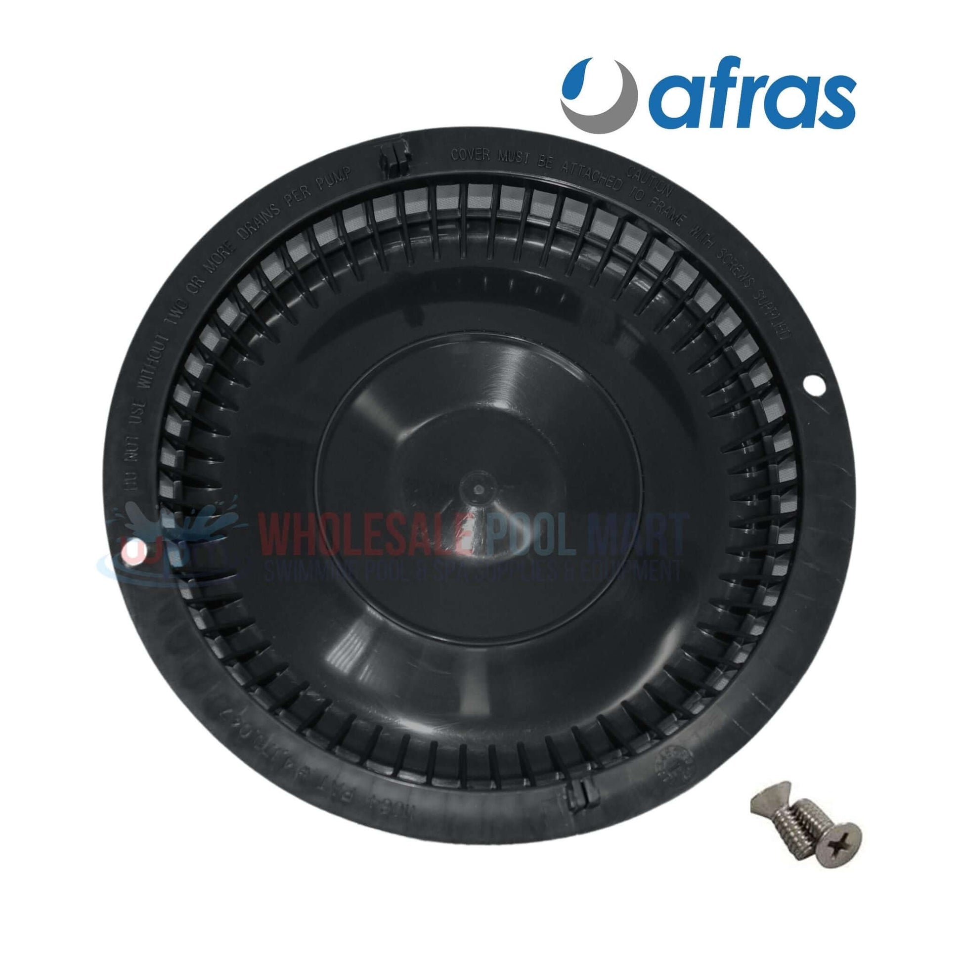 Afras Anti Vortex Drain Cover, black 7 3/8" for pools, includes screws, VGB compliant | Wholesale Pool Mart WPM