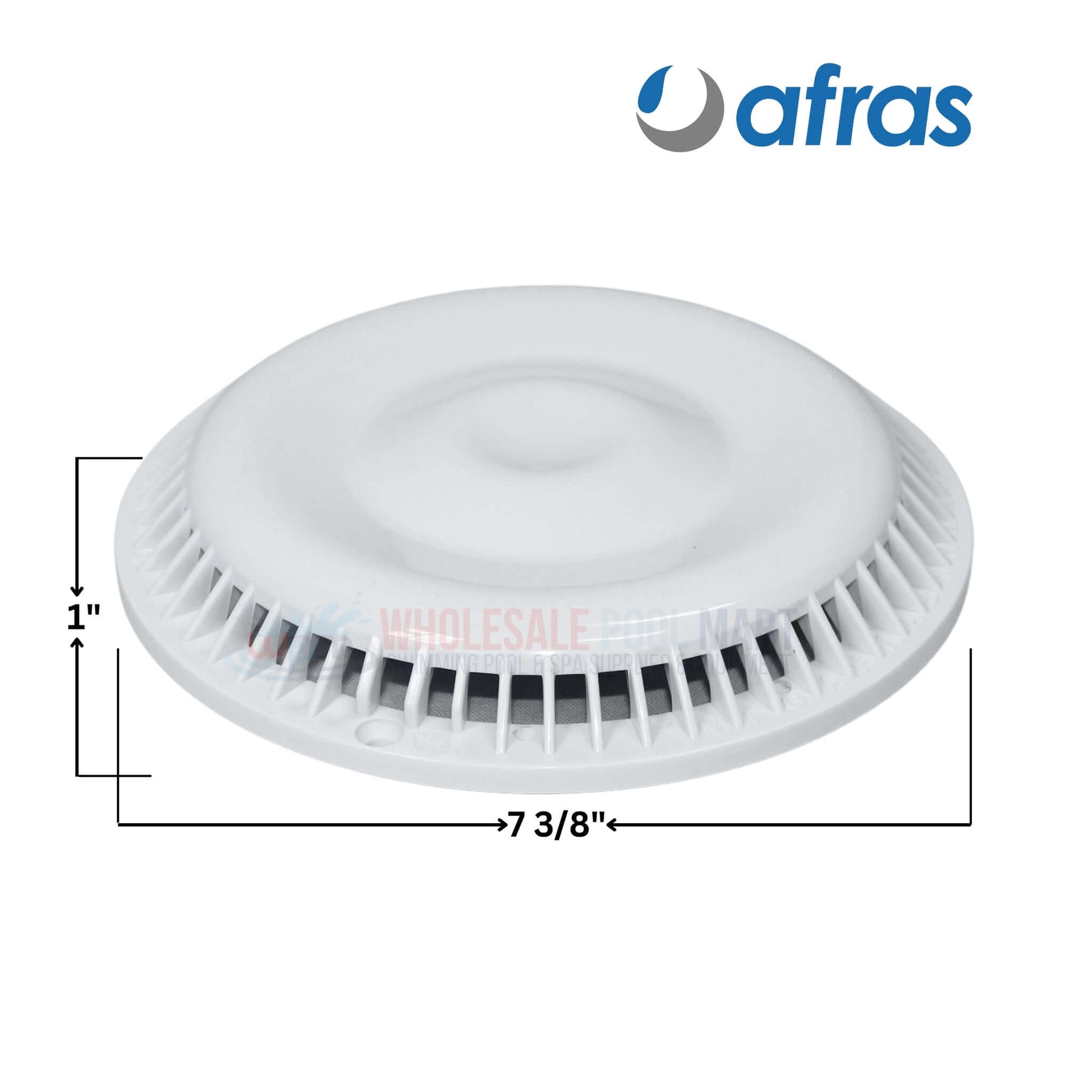 Afras Anti Vortex Drain Cover 11064W in white, 7 3/8 inch, Wholesale Pool Mart WPM, durable ABS plastic.