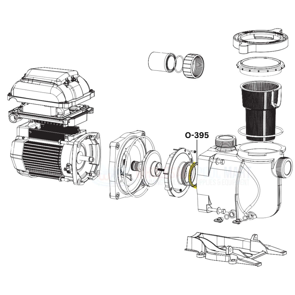 Aladdin Diffuser O-Ring O-395 diagram for SuperMax and SuperFlo Pumps by Wholesale Pool Mart WPM