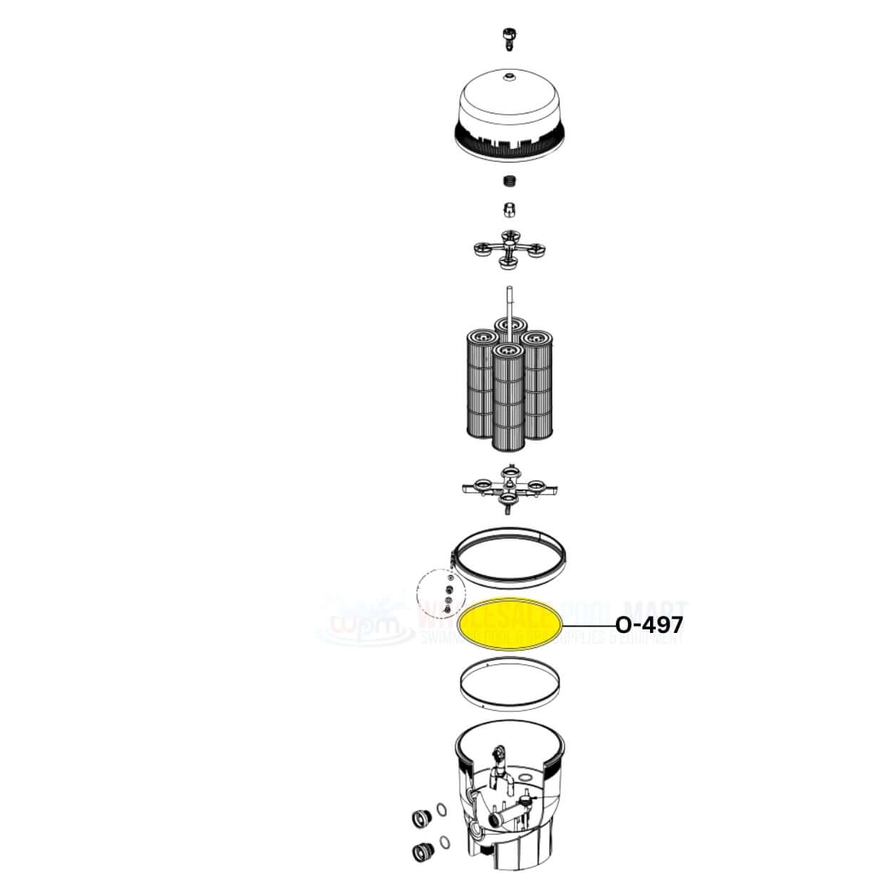 Aladdin O-Ring O-497 diagram for Pentair filters, wholesale pool parts at Wholesale Pool Mart WPM.