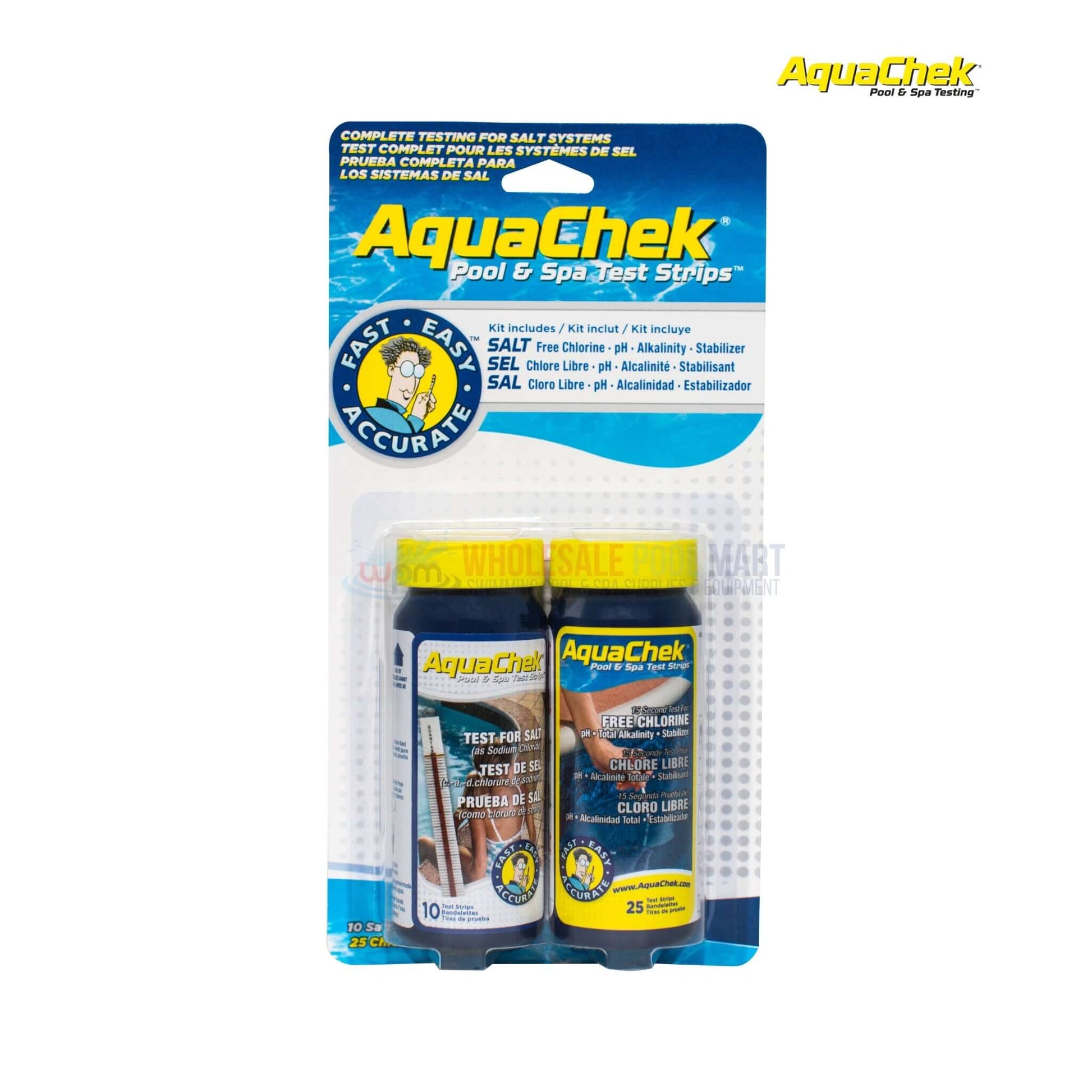 AquaChek Salt System Test Kit with multi-test strips for pool and spa, from Wholesale Pool Mart WPM.