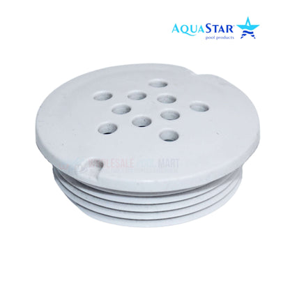 AquaStar 1.5" Bubbler Plate in white, ideal for pool and spa systems, connects to 1.5" threads, BP101 from Wholesale Pool Mart.