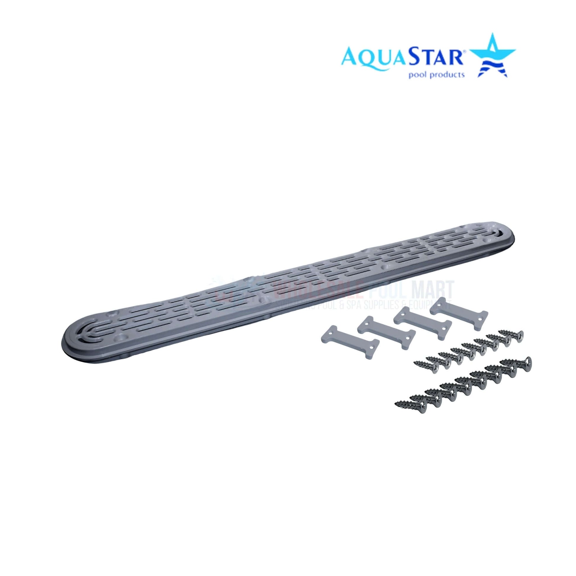 AquaStar 32" Channel Drain Flat Grate with hardware for installation, SKU 32CDFLFR103, from Wholesale Pool Mart WPM.