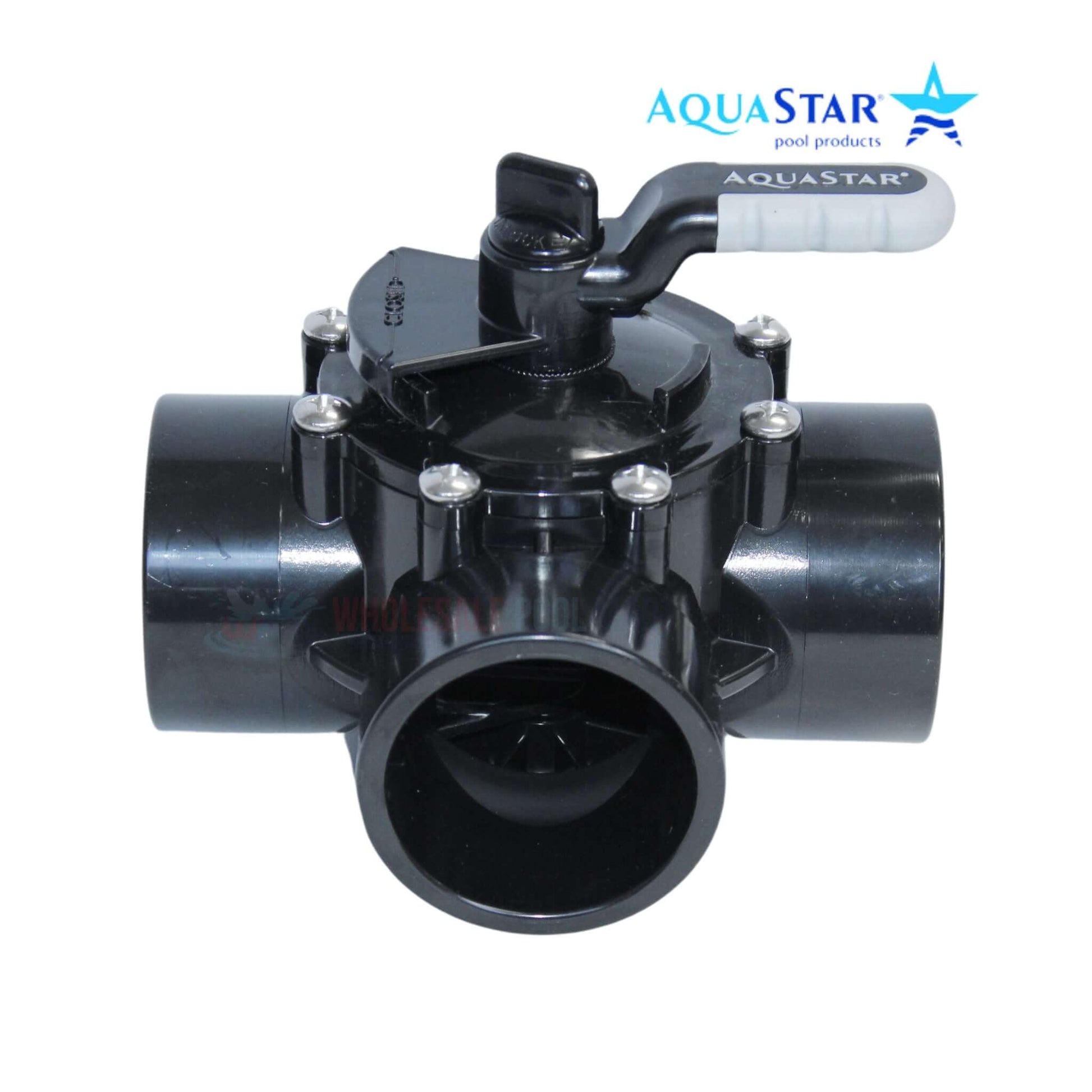 AquaStar FlowStar 3-Way Diverter Valve AV3W20C for pool and spa systems - 2" socket x 2.5" spigot, Durable CPVC from Wholesale Pool Mart WPM.