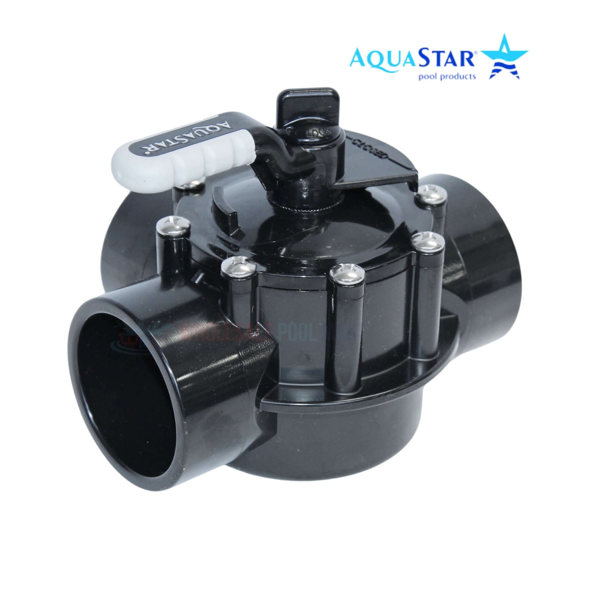 AquaStar FlowStar 3-Way Diverter Valve AV3W20C, 2" Socket x 2.5" Spigot, from Wholesale Pool Mart WPM.