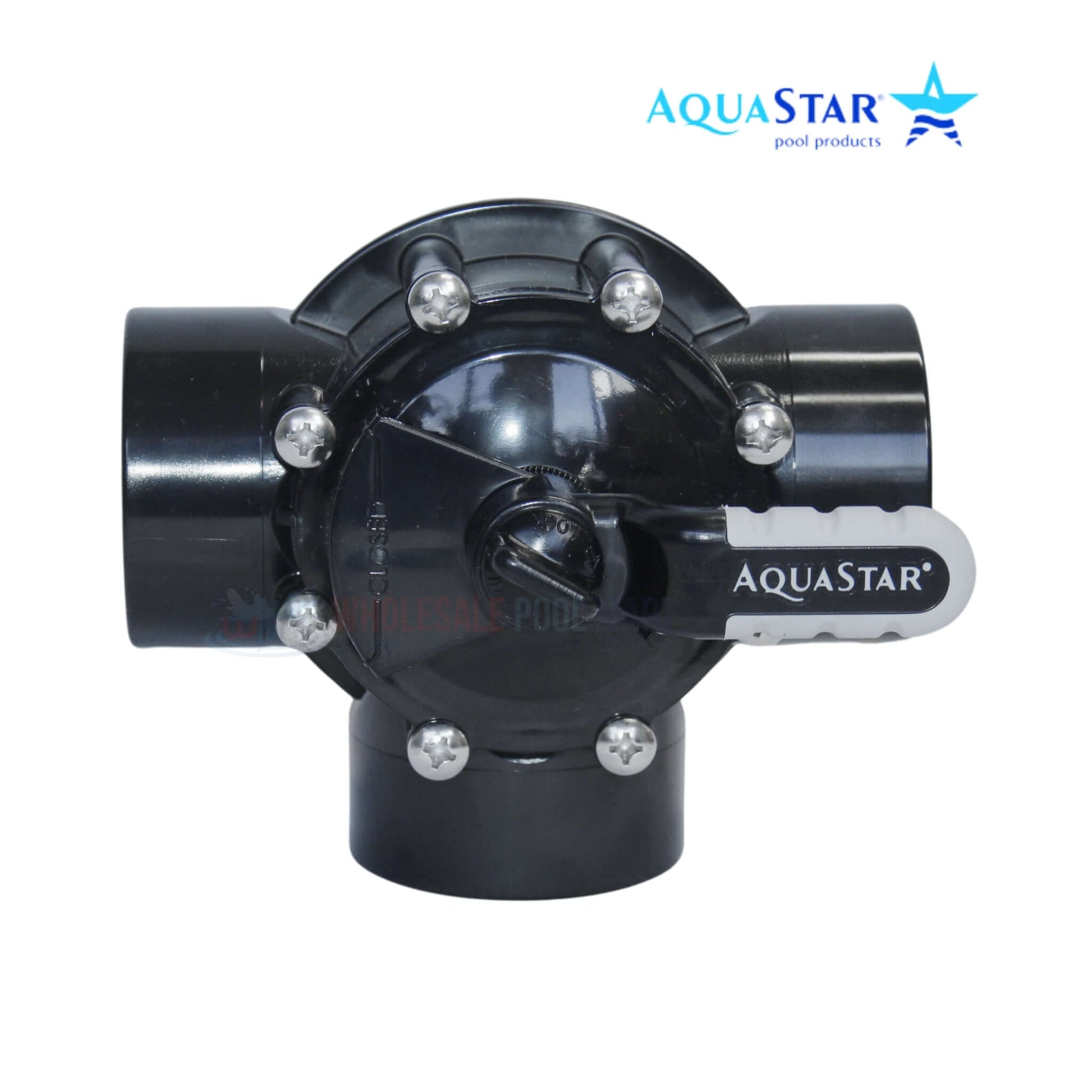 AquaStar FlowStar 3-Way Diverter Valve AV3W20C for pool & spa, 2" socket x 2.5" spigot, wholesale from Wholesale Pool Mart WPM.