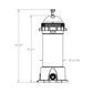 AquaStar PLF35000 Pool and Spa Pipeline Cartridge Filter dimensions diagram with measurements for Wholesale Pool Mart WPM.
