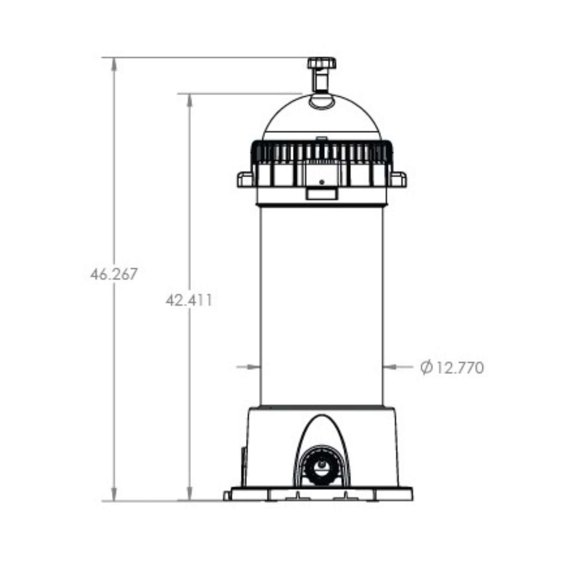 AquaStar PLF35000 Pool and Spa Pipeline Cartridge Filter dimensions diagram with measurements for Wholesale Pool Mart WPM.
