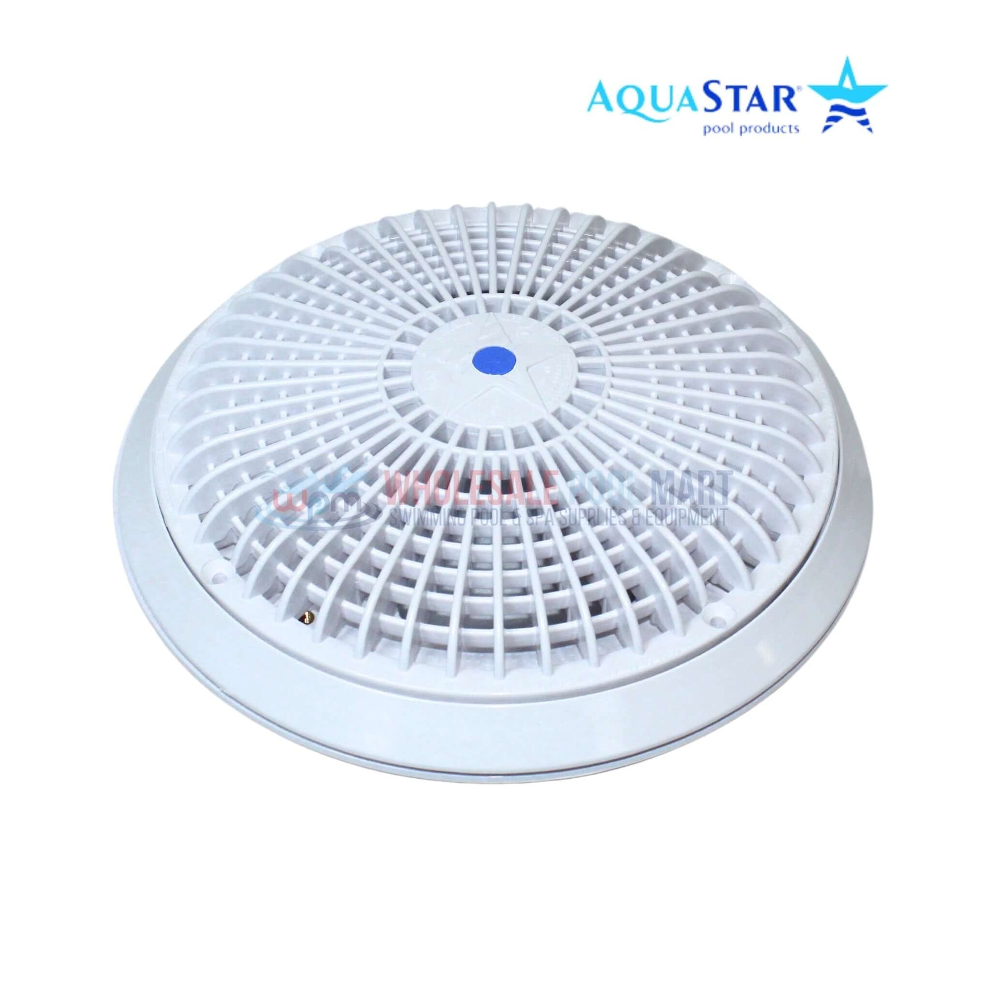AquaStar 10" Universal Round Main Drain Cover in White from Wholesale Pool Mart WPM; durable UV-resistant polymer.