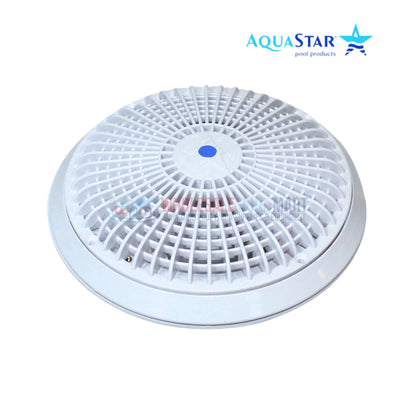 AquaStar 10" Universal Round Main Drain Cover in White from Wholesale Pool Mart WPM; durable UV-resistant polymer.