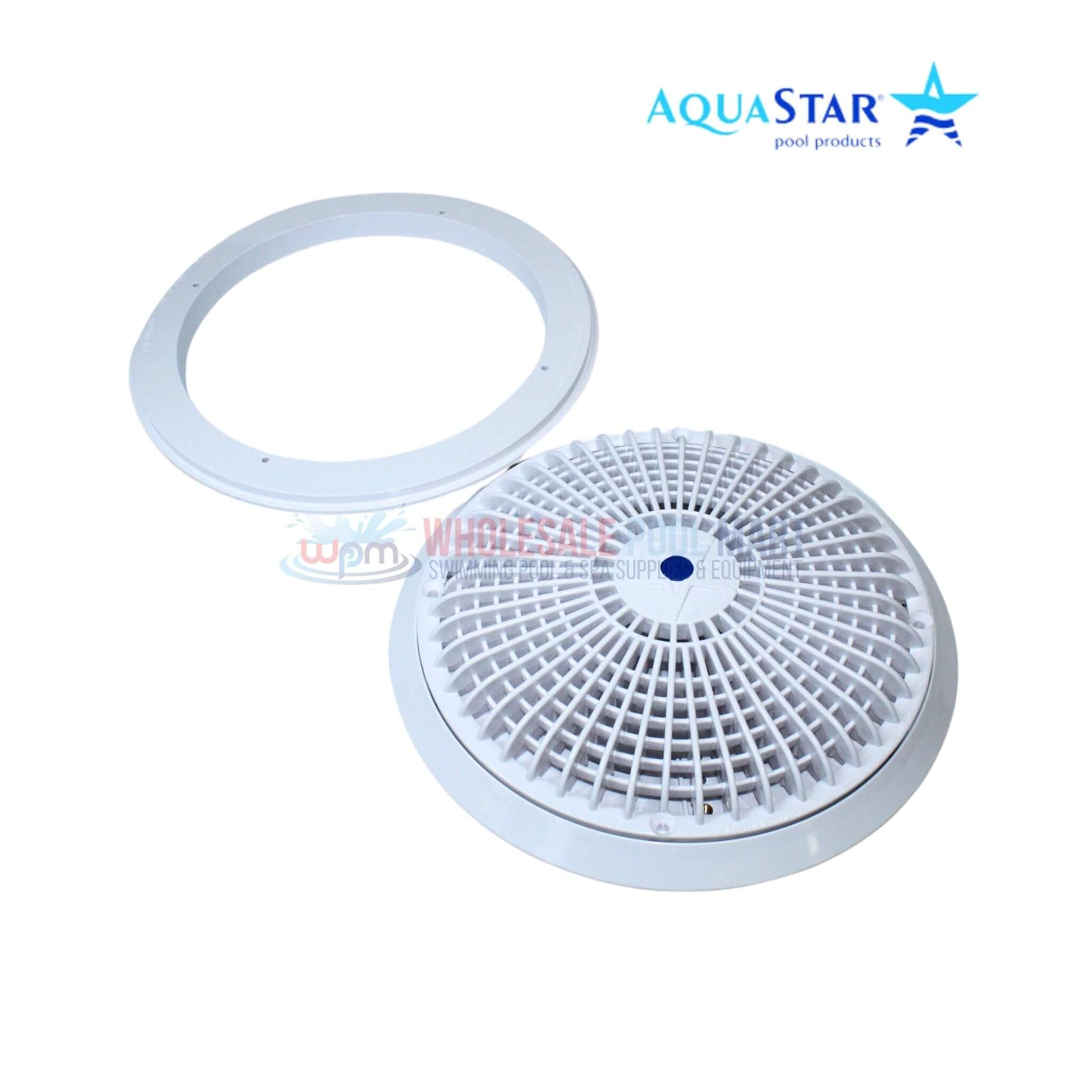 AquaStar 10" Universal Round Main Drain Cover with Universal Adapter Kit in White from Wholesale Pool Mart WPM.