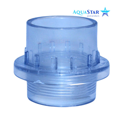AquaStar Light Niche Return Fitting for 1.5" pipe, clear, durable, UV-resistant, SKU 3600, from Wholesale Pool Mart WPM.