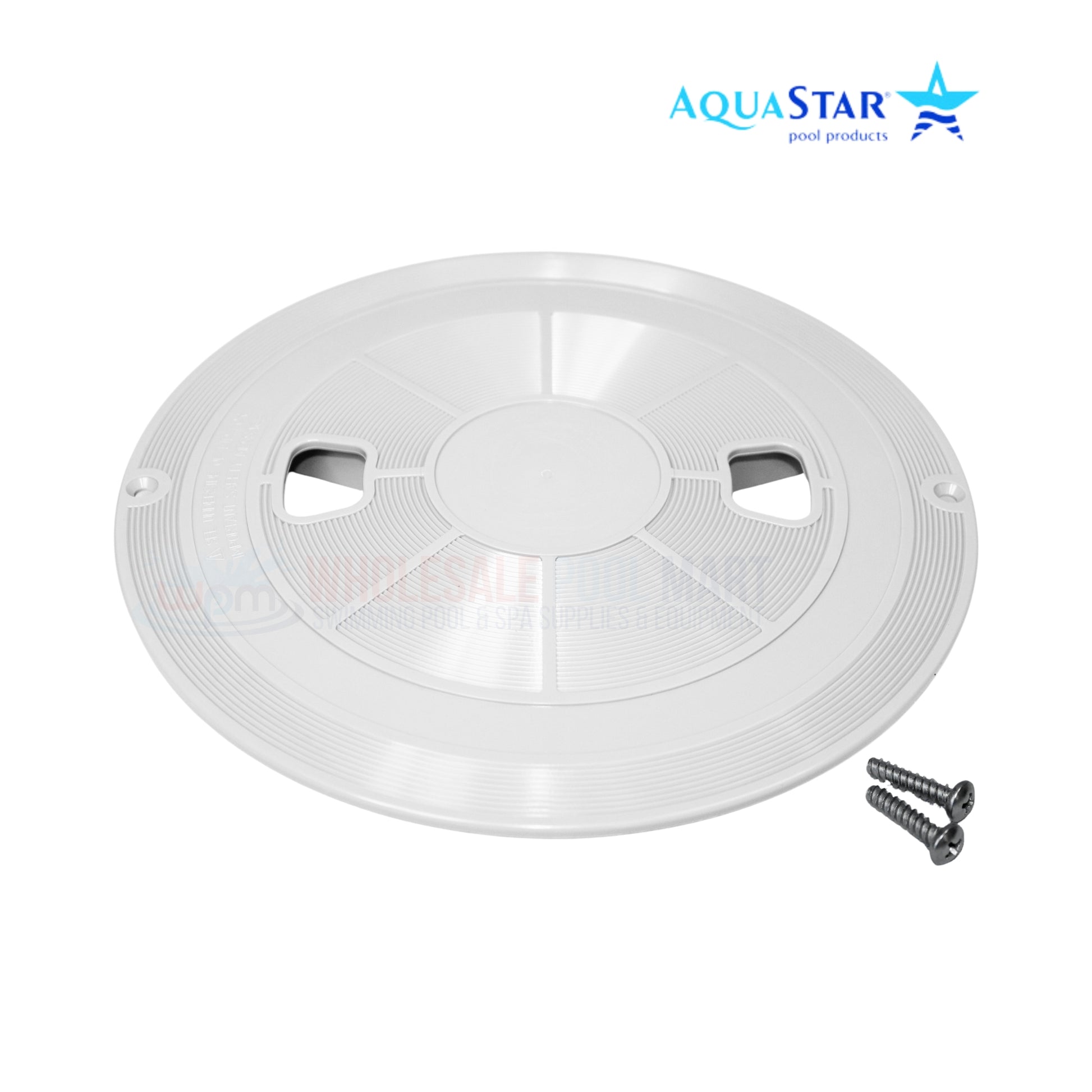 AquaStar RT101 round skimmer lid in white, compatible with various skimmer collars. From Wholesale Pool Mart WPM.