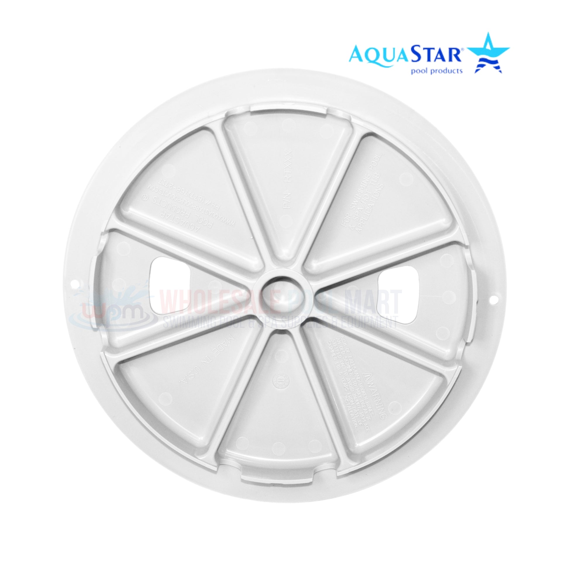 AquaStar Round Skimmer Lid RT101 in white, 9.9 inches, compatible with AquaStar and Sta-Rite/Pentair. Wholesale Pool Mart WPM.