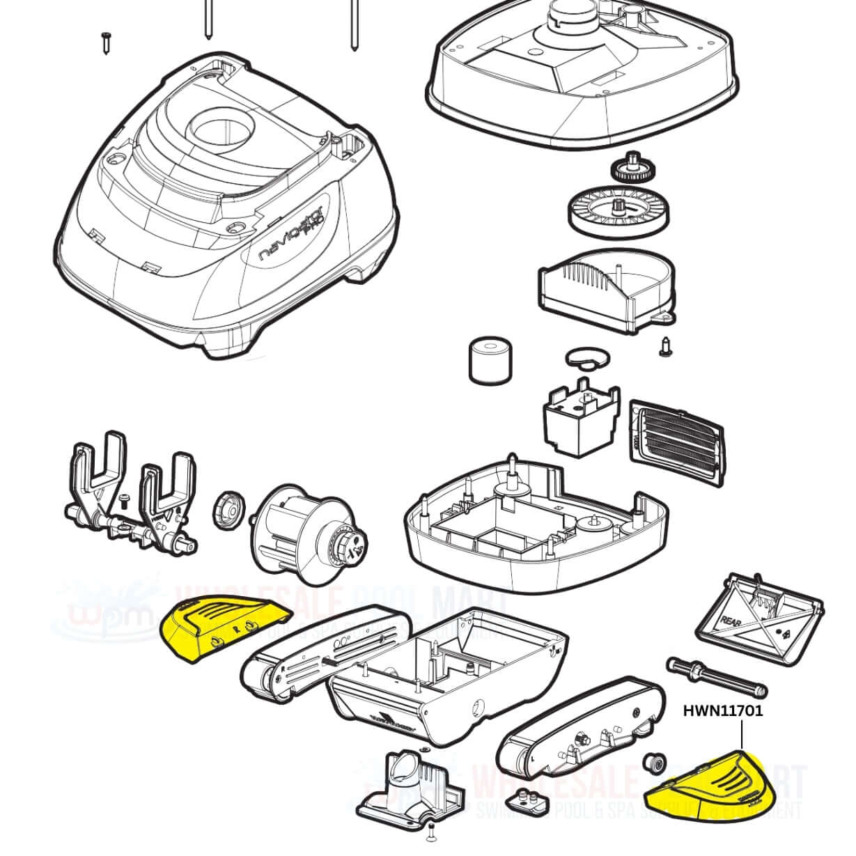 Aquastar Wing Kit parts diagram for Hayward Navigator Pool Vac HWN11701 available at Wholesale Pool Mart WPM.