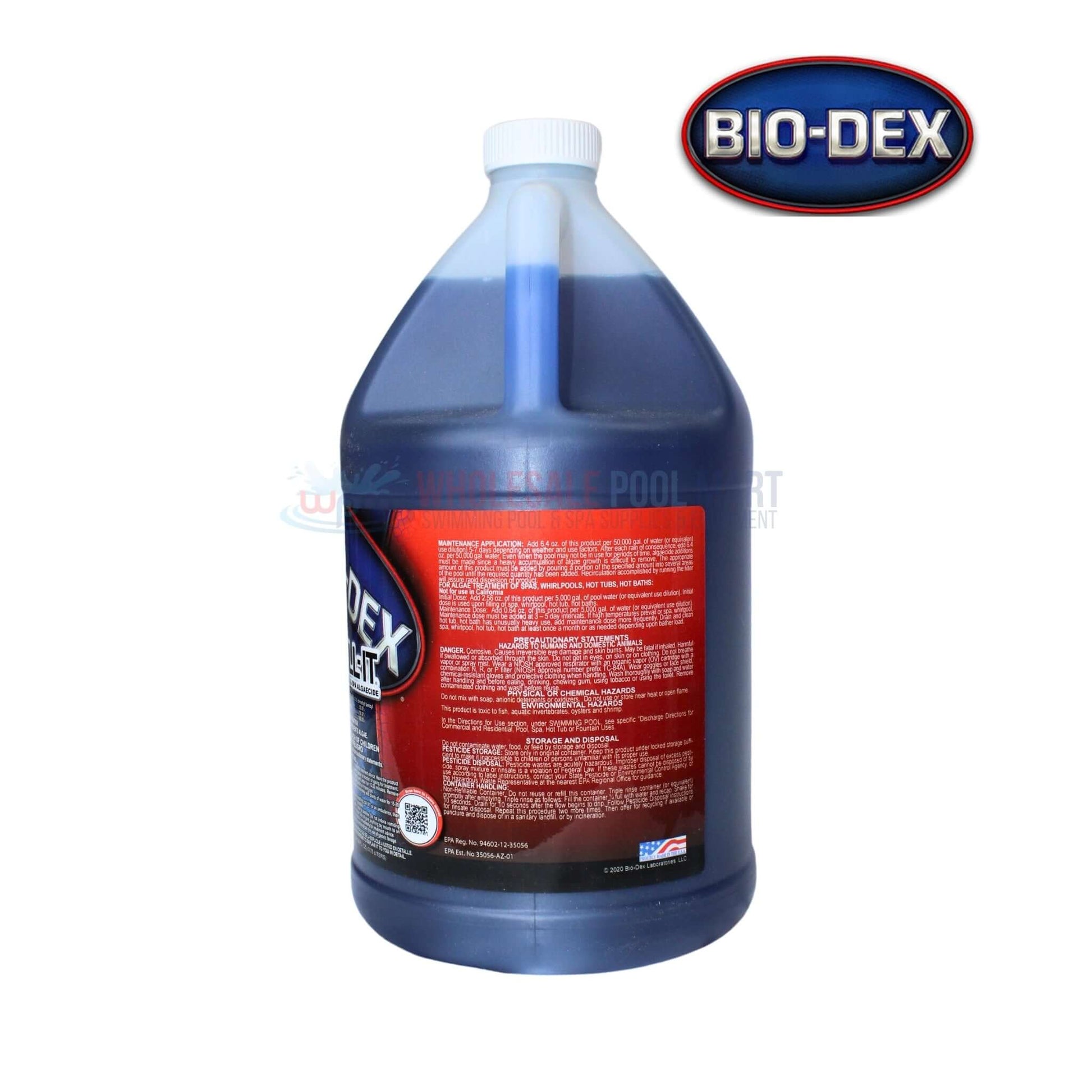 Bio-Dex Skill-It 1 Gallon Algaecide for pools by Wholesale Pool Mart WPM, effective against all algae types.