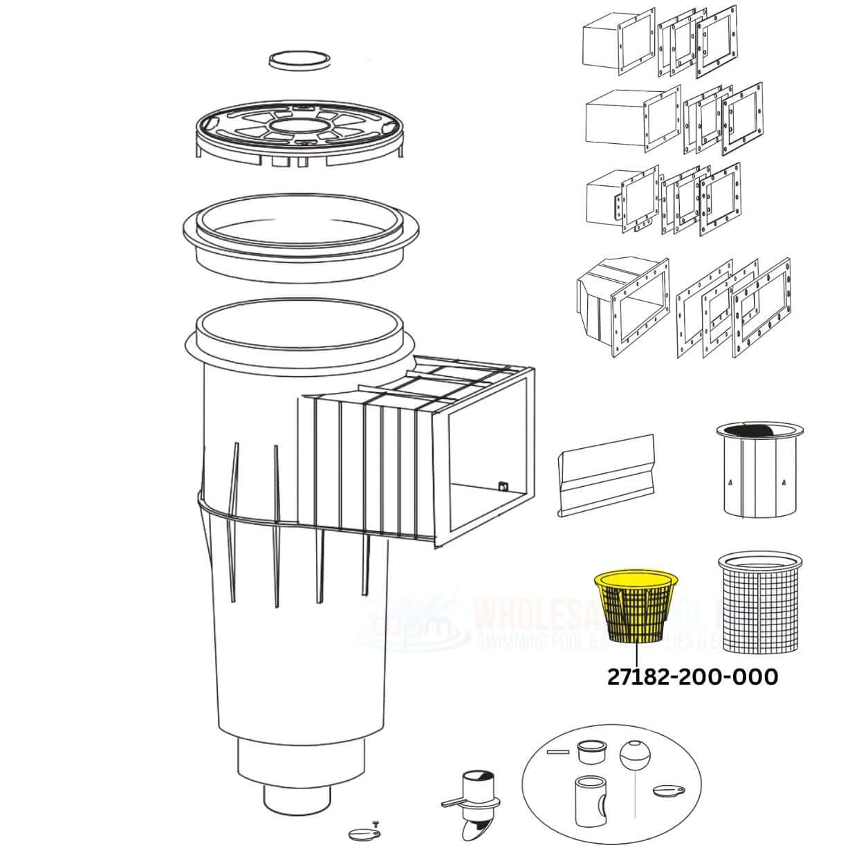 Illustration of CMP Heavy Duty Basket for Pentair Admiral S20 Skimmers 27182-200-000 | Wholesale Pool Mart WPM