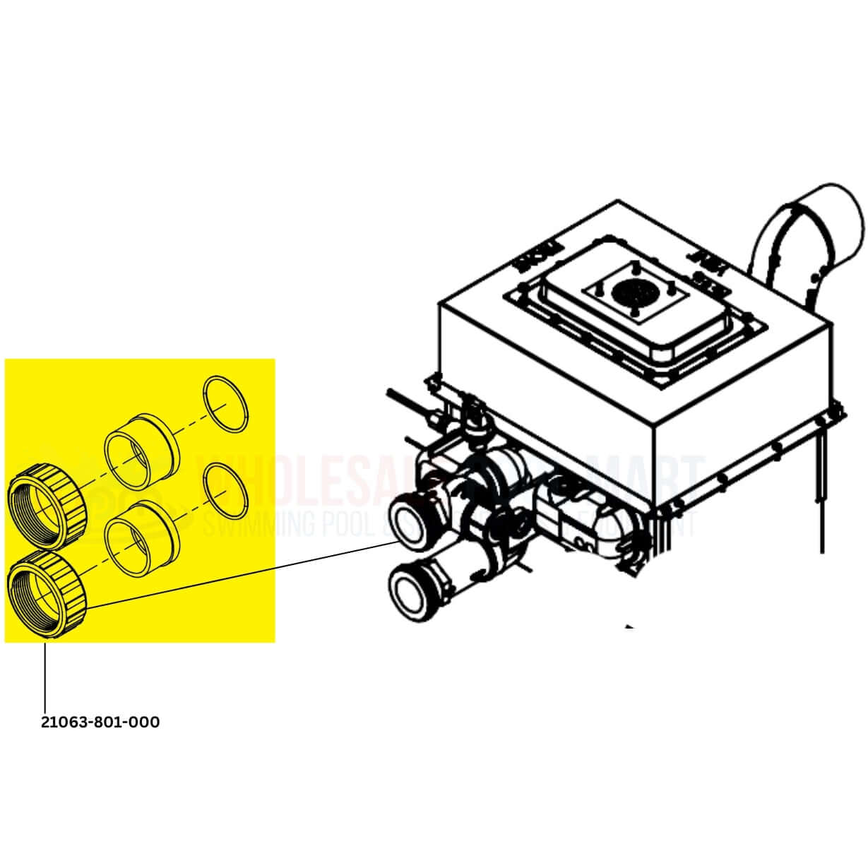 CMP PVC Connector Union for Raypak Heater 2" 21063-801-000 wholesale Pool Mart WPM easy installation durable