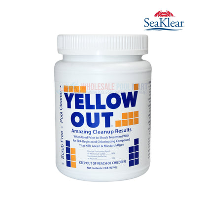 Coral Seas Yellow Out Algaecide 2lb for pools, kills green mustard algae, from Wholesale Pool Mart WPM.