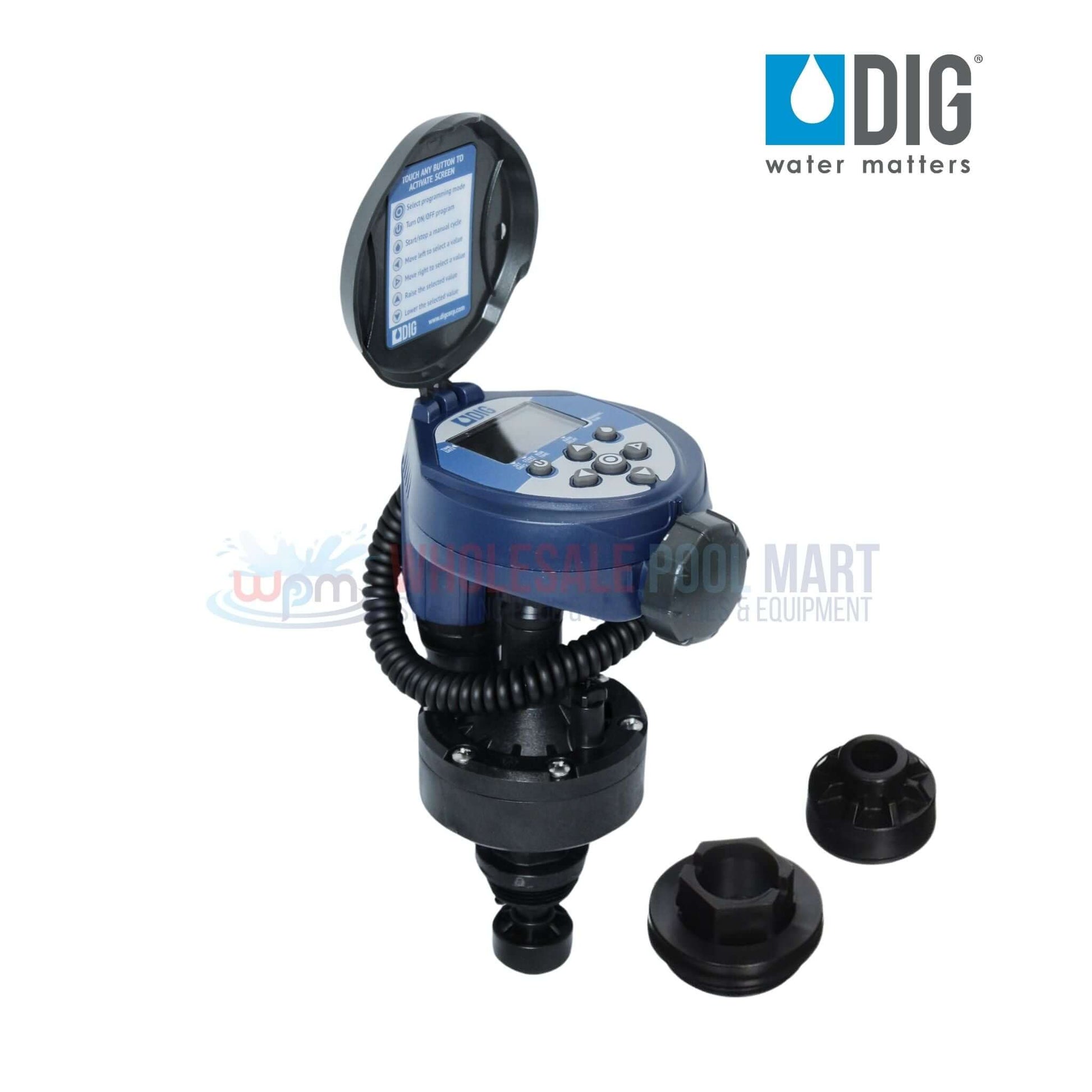 DIG Battery Powered Digital Irrigation Timer RBCMVA with LCD display, 3/4" actuator at Wholesale Pool Mart WPM.