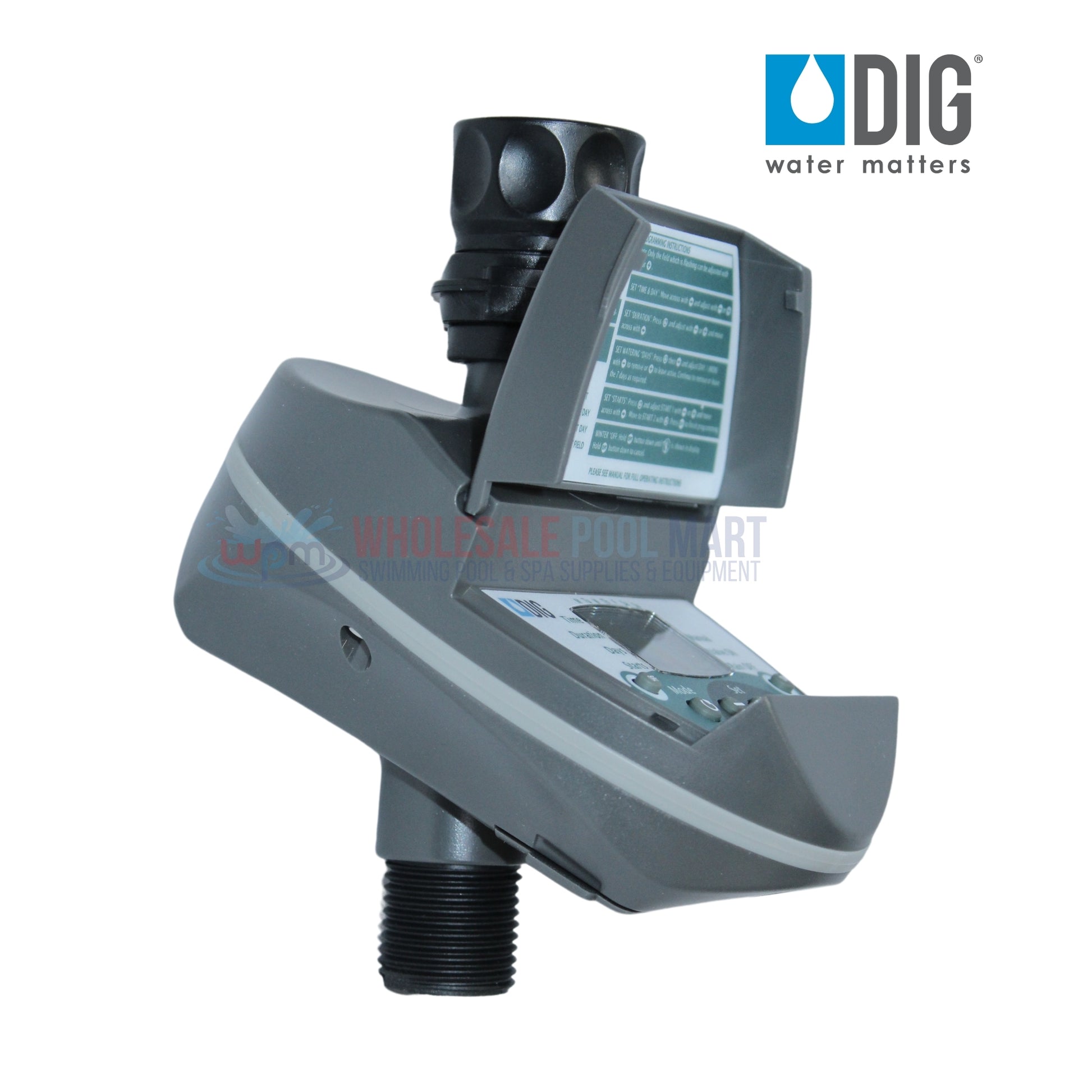 DIG Digital Hose End Timer BO9D 3/4", reliable programming, lower battery usage, from Wholesale Pool Mart WPM.