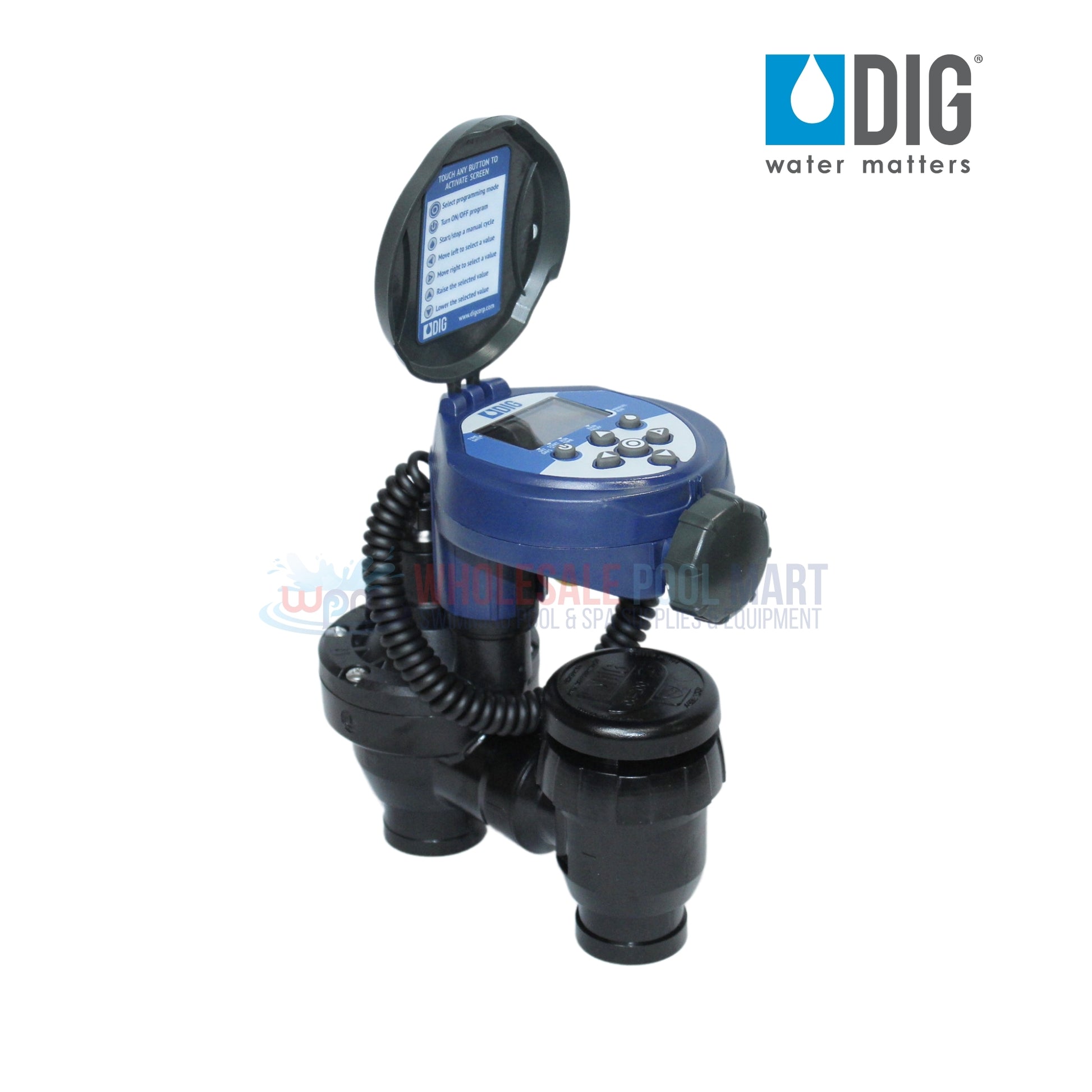 DIG RBC8000 Single Station Anti-Siphon Irrigation Timer Valve from Wholesale Pool Mart WPM, battery operated for efficiency.