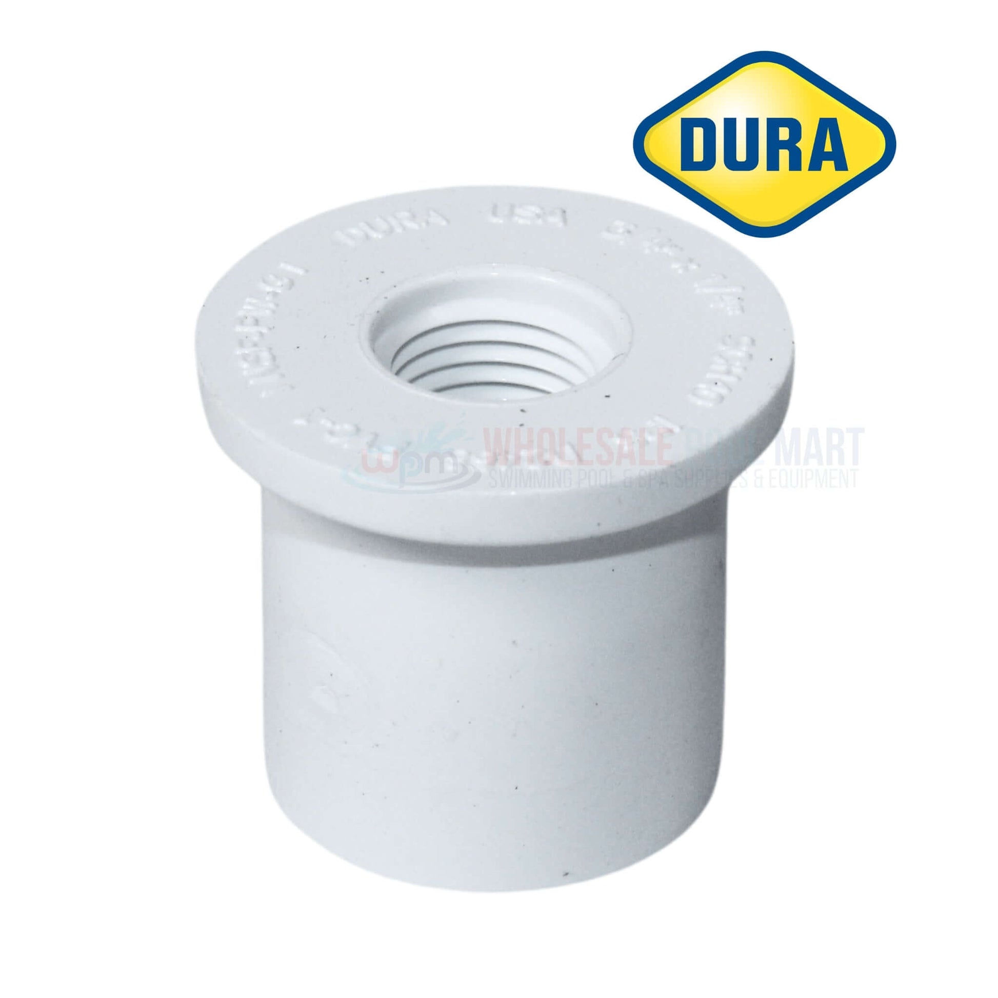 Dura Plastic Reducer Bushing 3/4" x 1/4" 438-098BC by Wholesale Pool Mart WPM - durable PVC fitting for plumbing.