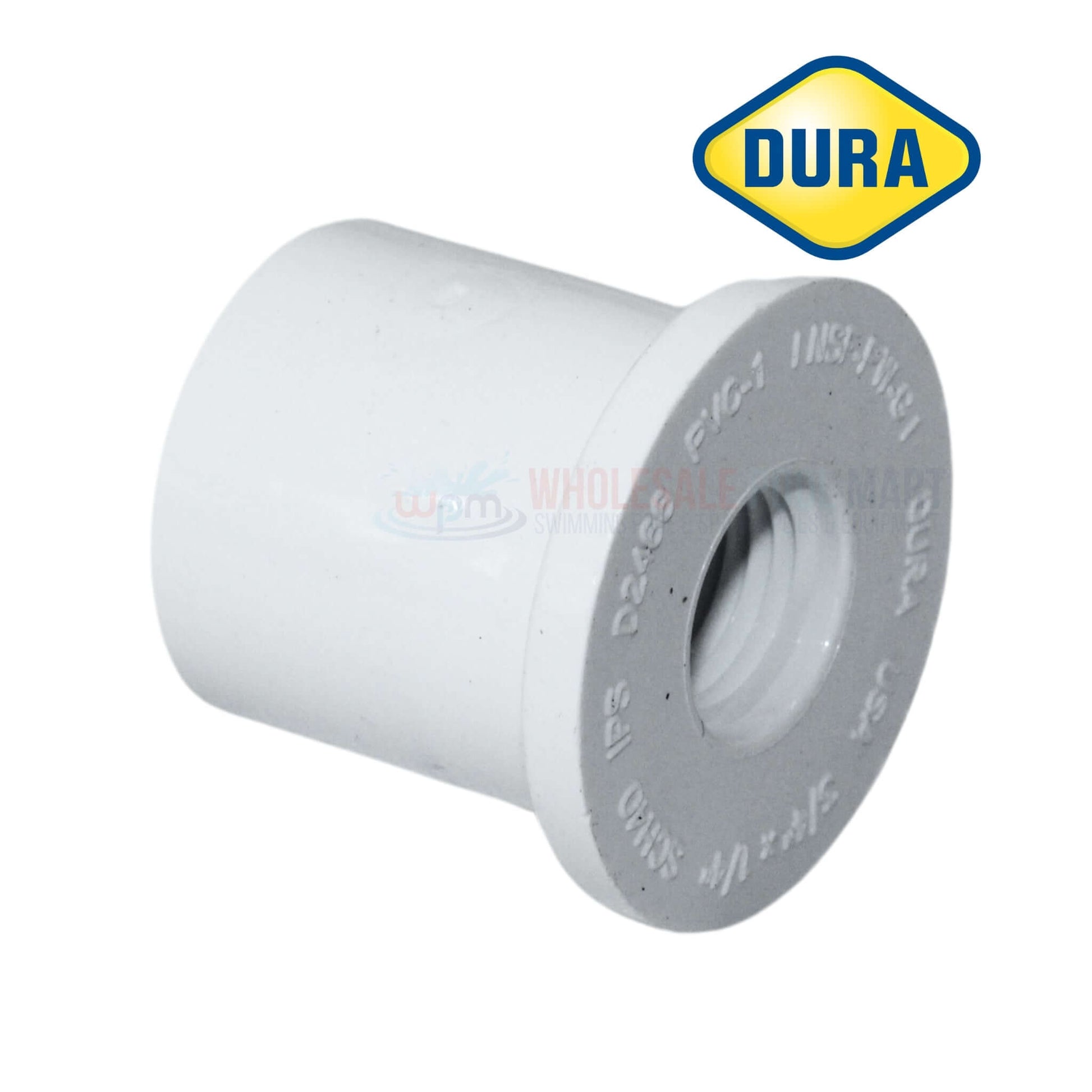 Dura Plastic Reducer Bushing 3/4" x 1/4" 438-098BC from Wholesale Pool Mart WPM for reliable plumbing connections.