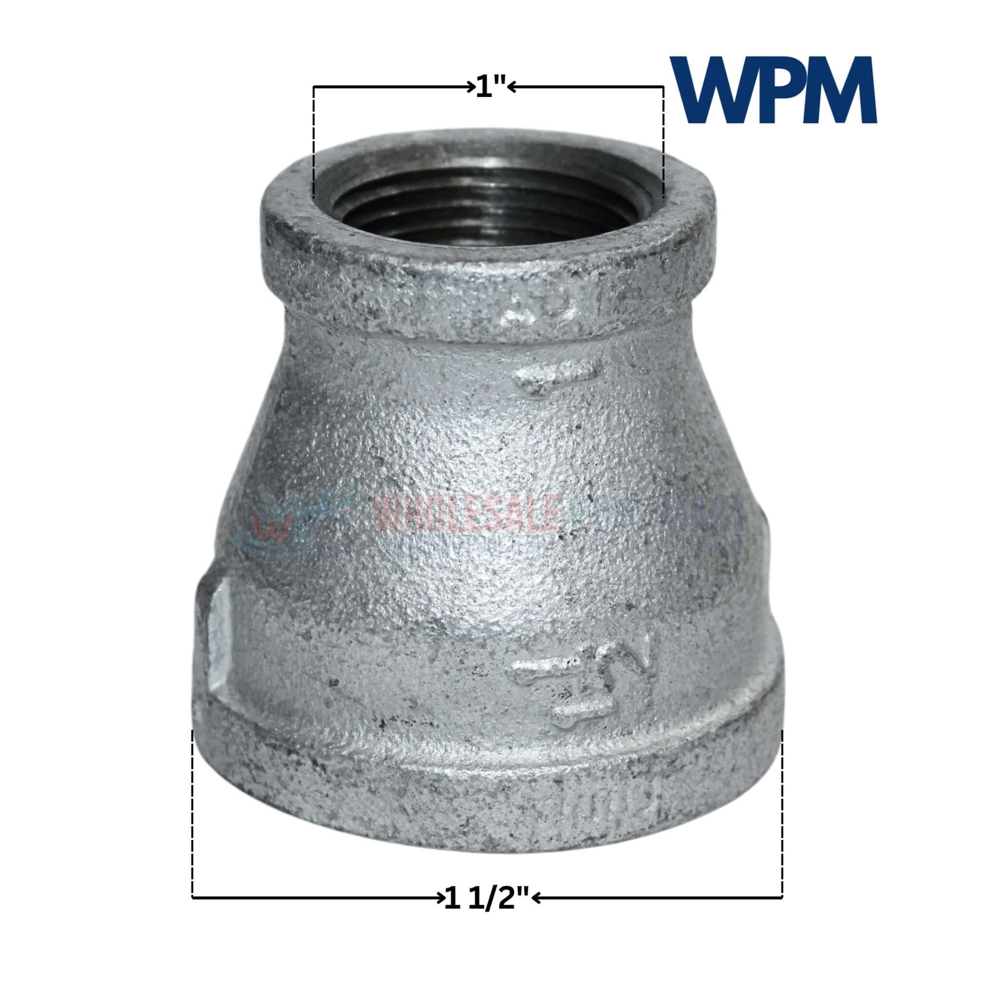 Galvanized Reducer Bushing by Wholesale Pool Mart WPM, bell-type reducing coupling, 1-1/2' x 1'.