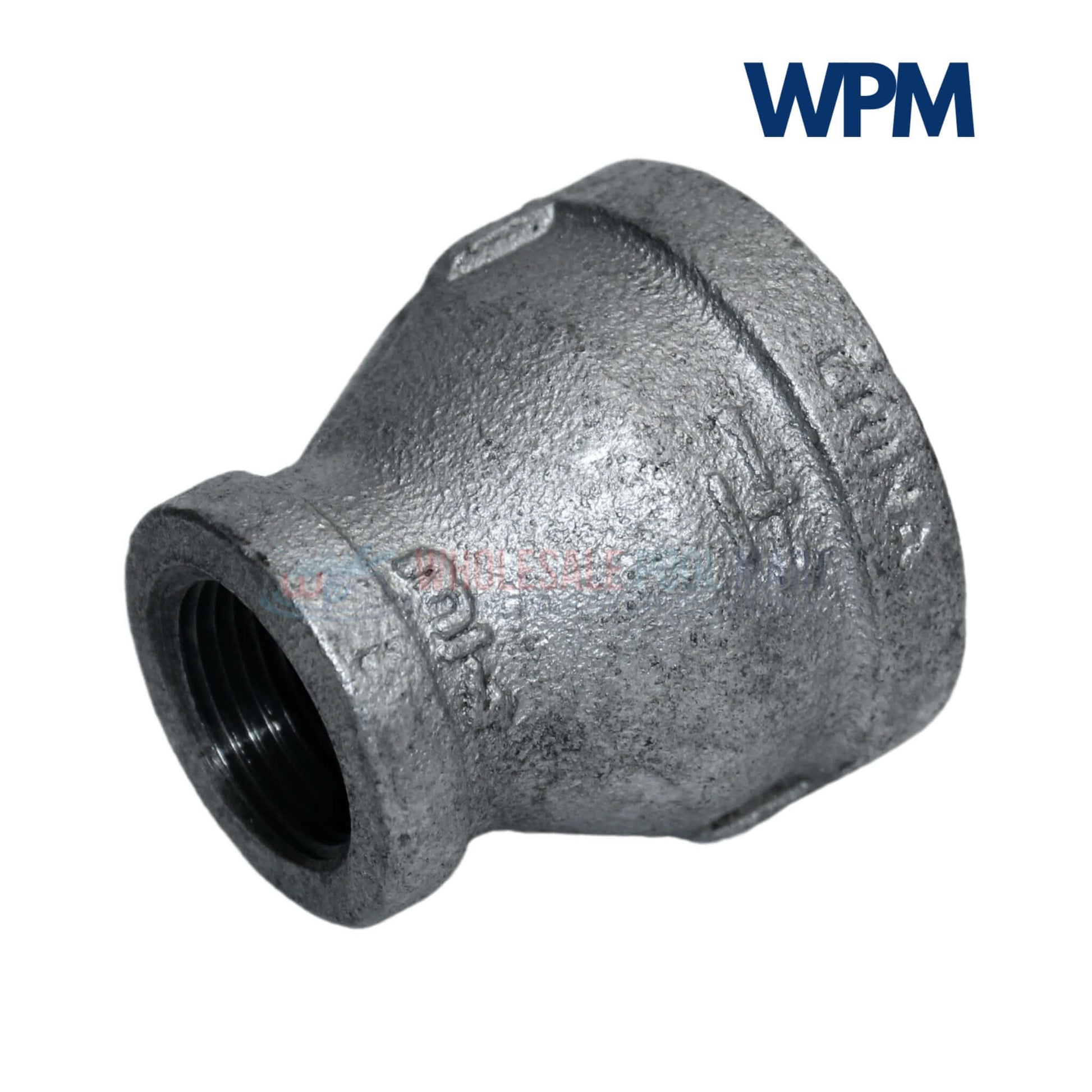 Galvanized Reducer Bushing by WPM, bell-type reducing coupling 1-1/4" x 3/4", durable and corrosion-resistant