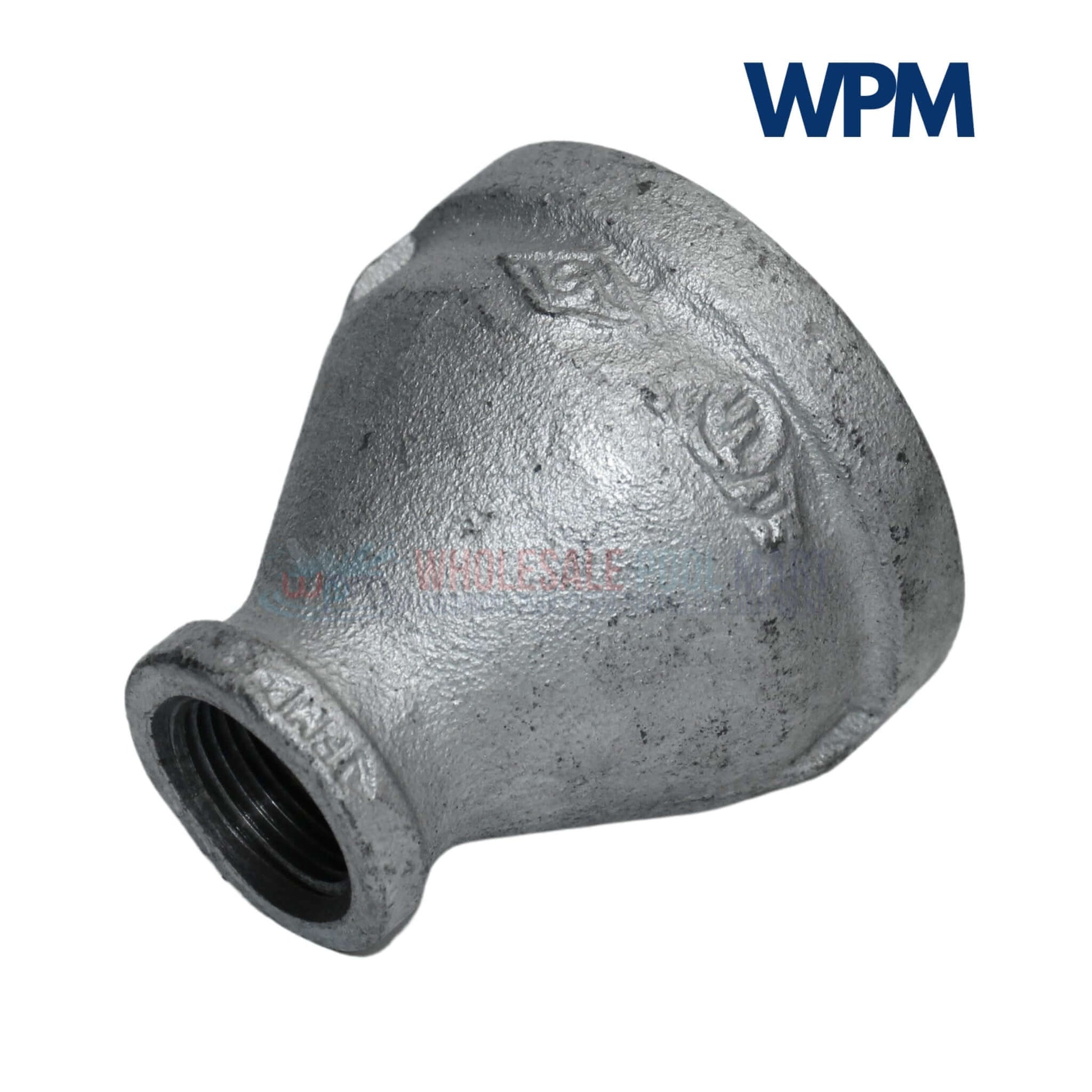 Galvanized Reducer Bushing by Wholesale Pool Mart WPM, 2" x 3/4" bell-type reducing coupling, durable and corrosion-resistant.