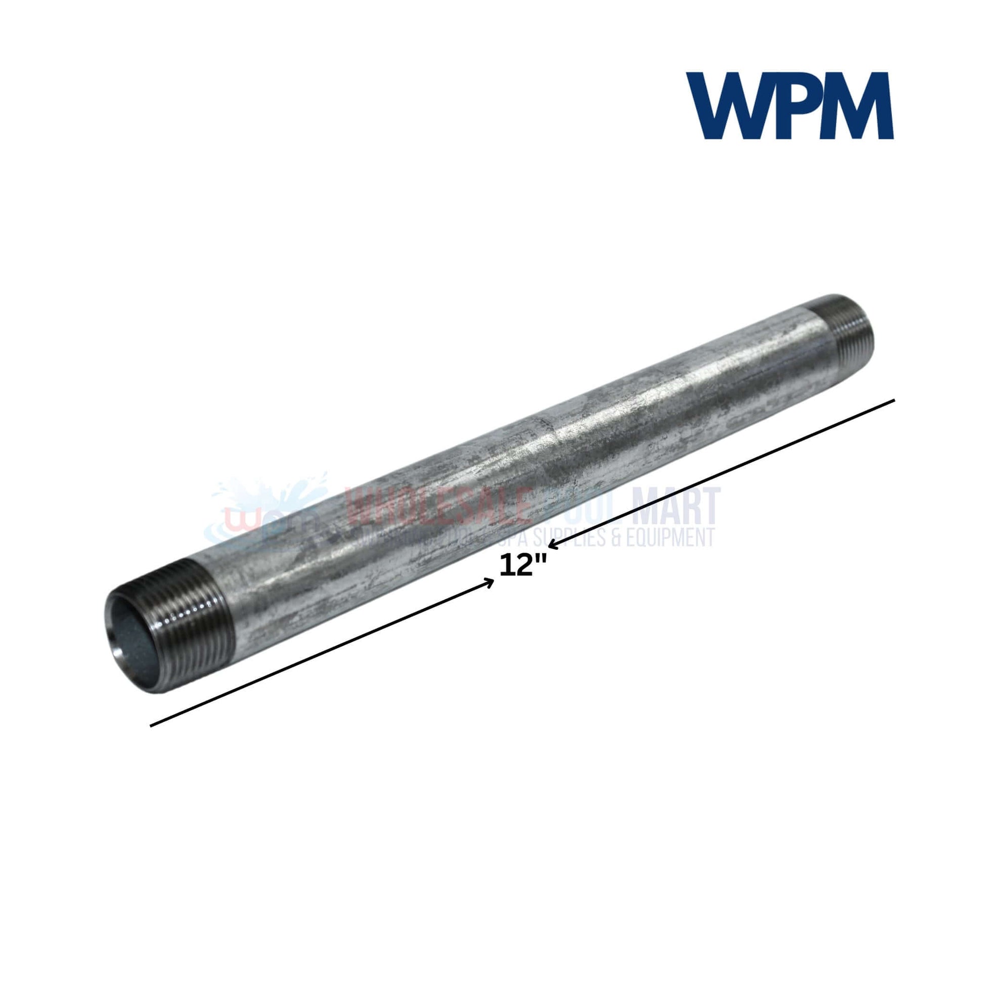 Galvanized Steel Nipple 3/4" x 12" from Wholesale Pool Mart WPM for reliable plumbing connections.