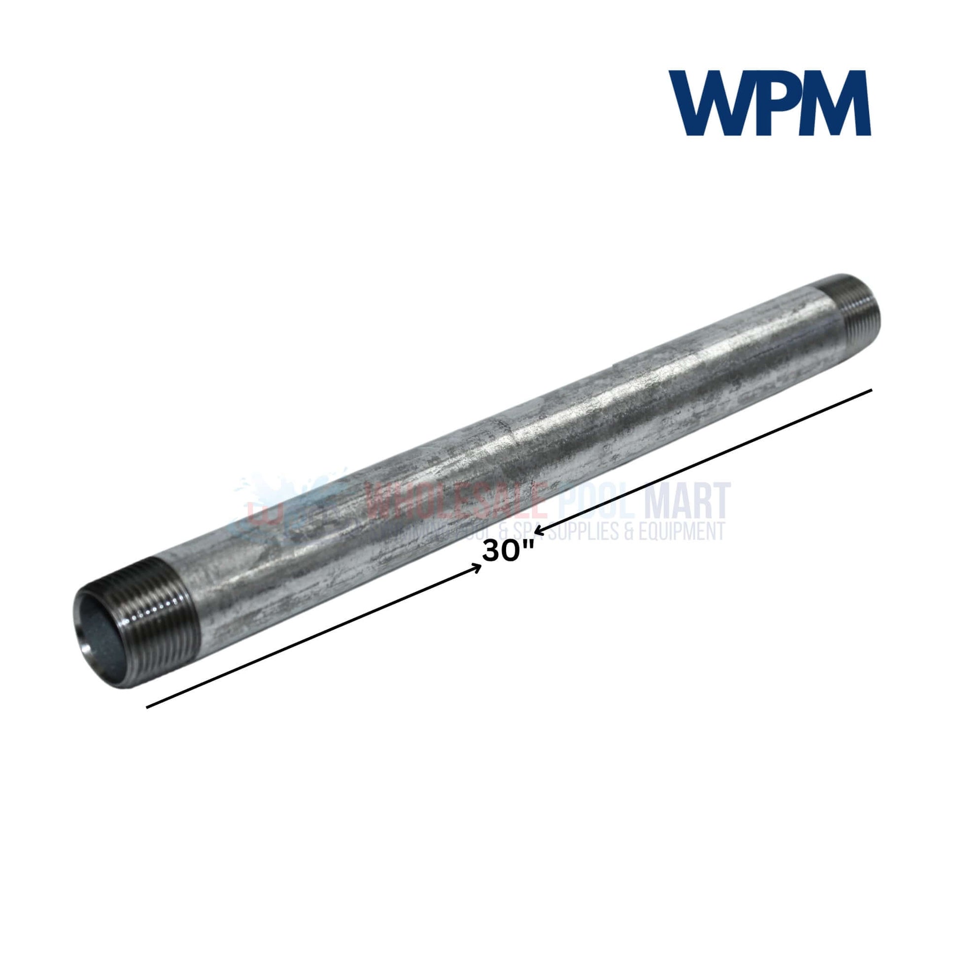 Galvanized Steel Nipple 3/4" x 30" from Wholesale Pool Mart WPM, ideal for plumbing and piping systems.