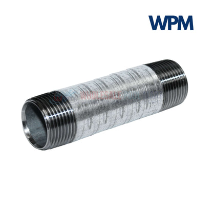 Galvanized Steel Nipple 3/4" x 5.5" by Wholesale Pool Mart WPM, durable and corrosion-resistant pipe connector.