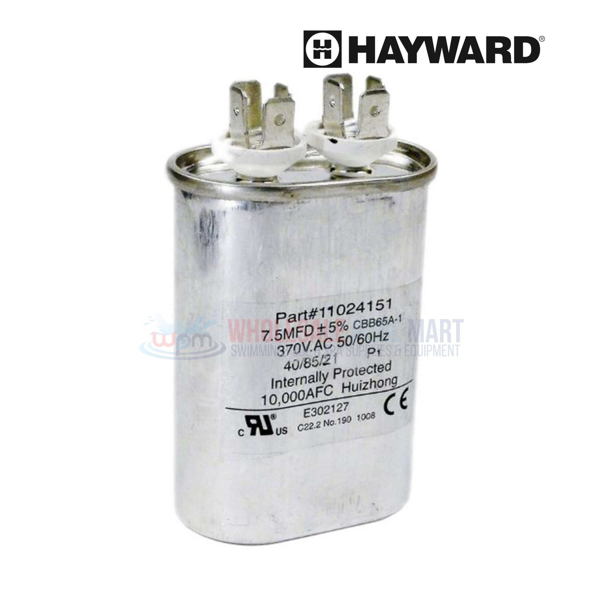 Hayward Fan Run Capacitor HPX11024151, 7.5 microfarad, for HeatPro heat pumps, Wholesale Pool Mart WPM.