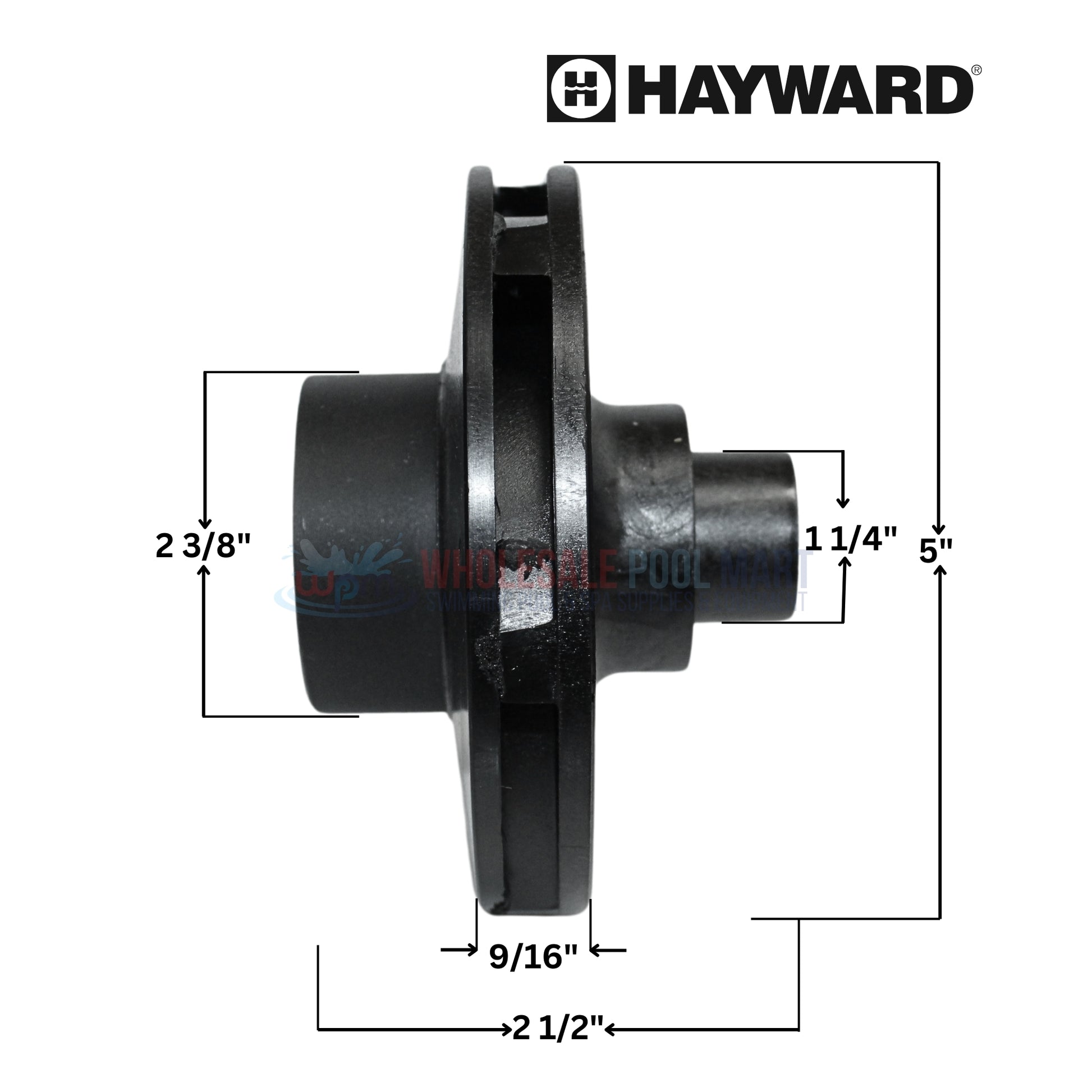 Hayward SPX3215C impeller with screw dimensions for 1.5HP-2HP TriStar pumps from Wholesale Pool Mart WPM.