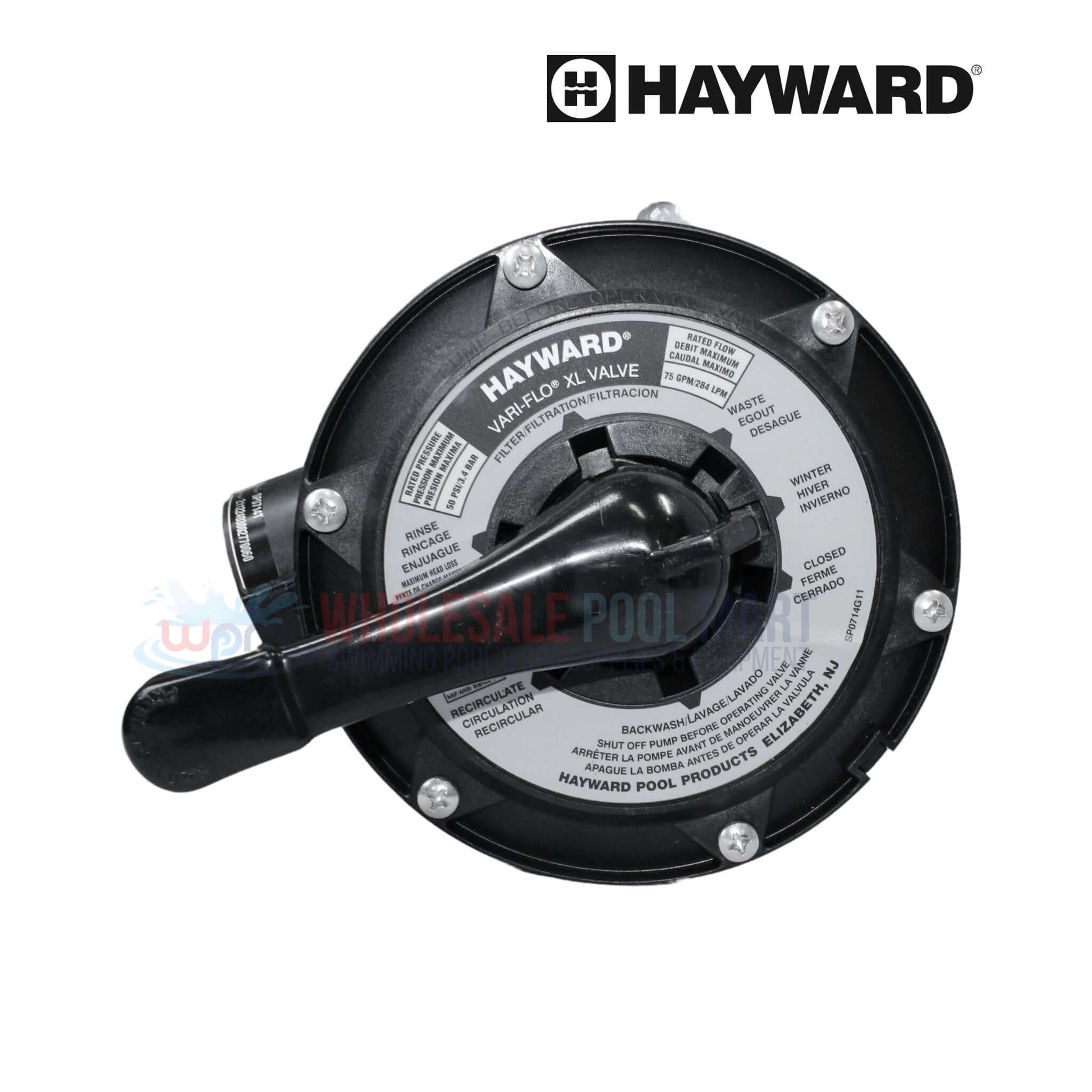 Hayward Top Mount Vari-Flo Multiport Valve with Clamp SP0714T from Wholesale Pool Mart WPM for easy pool maintenance.