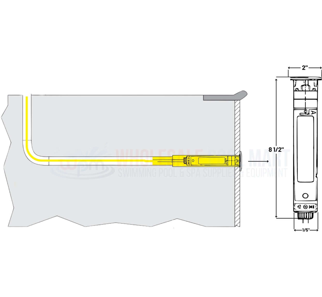 Diagram of Hayward ColorLogic LED Pool Light installation, 1.5" fitting, 23W, from Wholesale Pool Mart WPM.