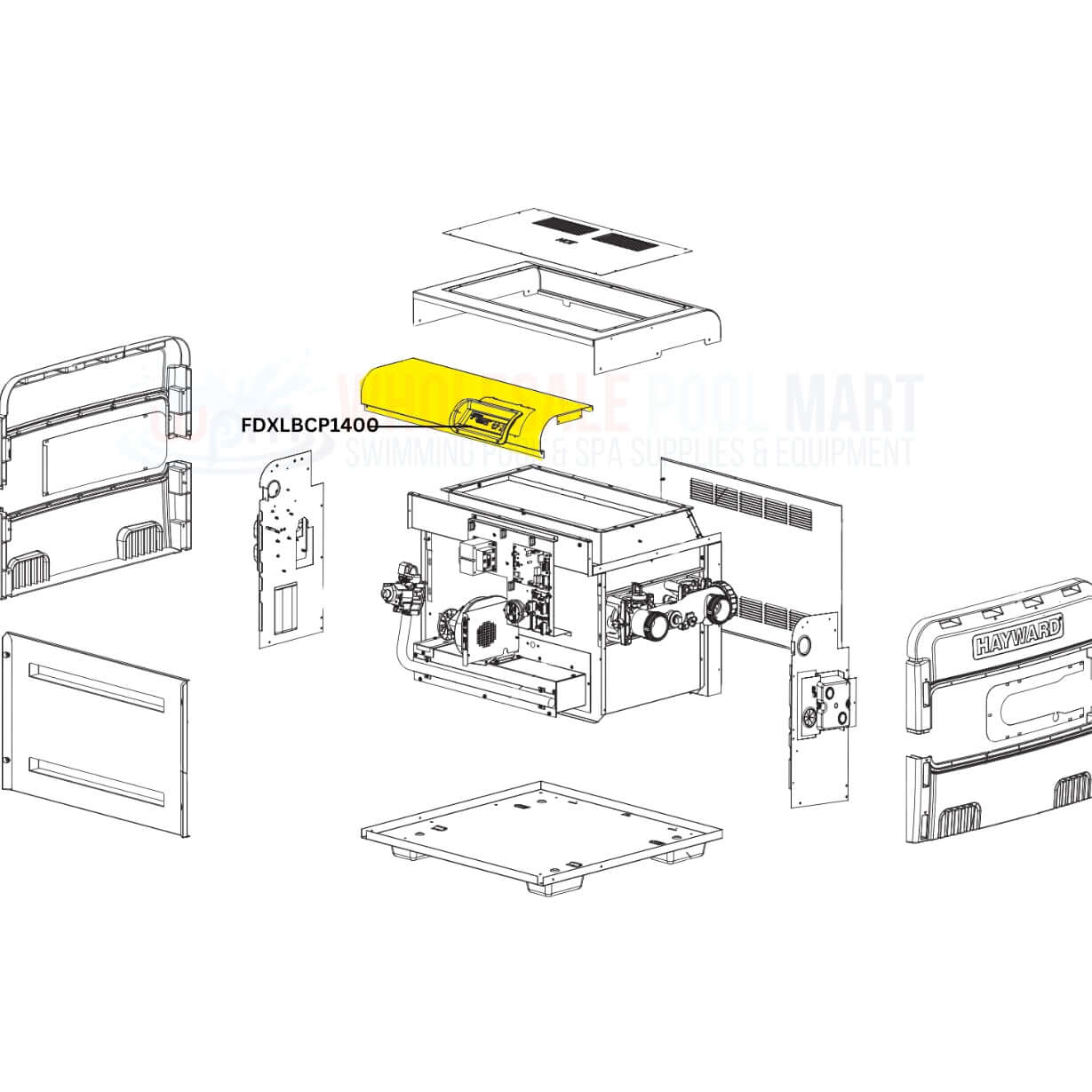 Hayward FDXLBCP1400 control panel and bezel kit for H400FD heaters, available at Wholesale Pool Mart WPM.